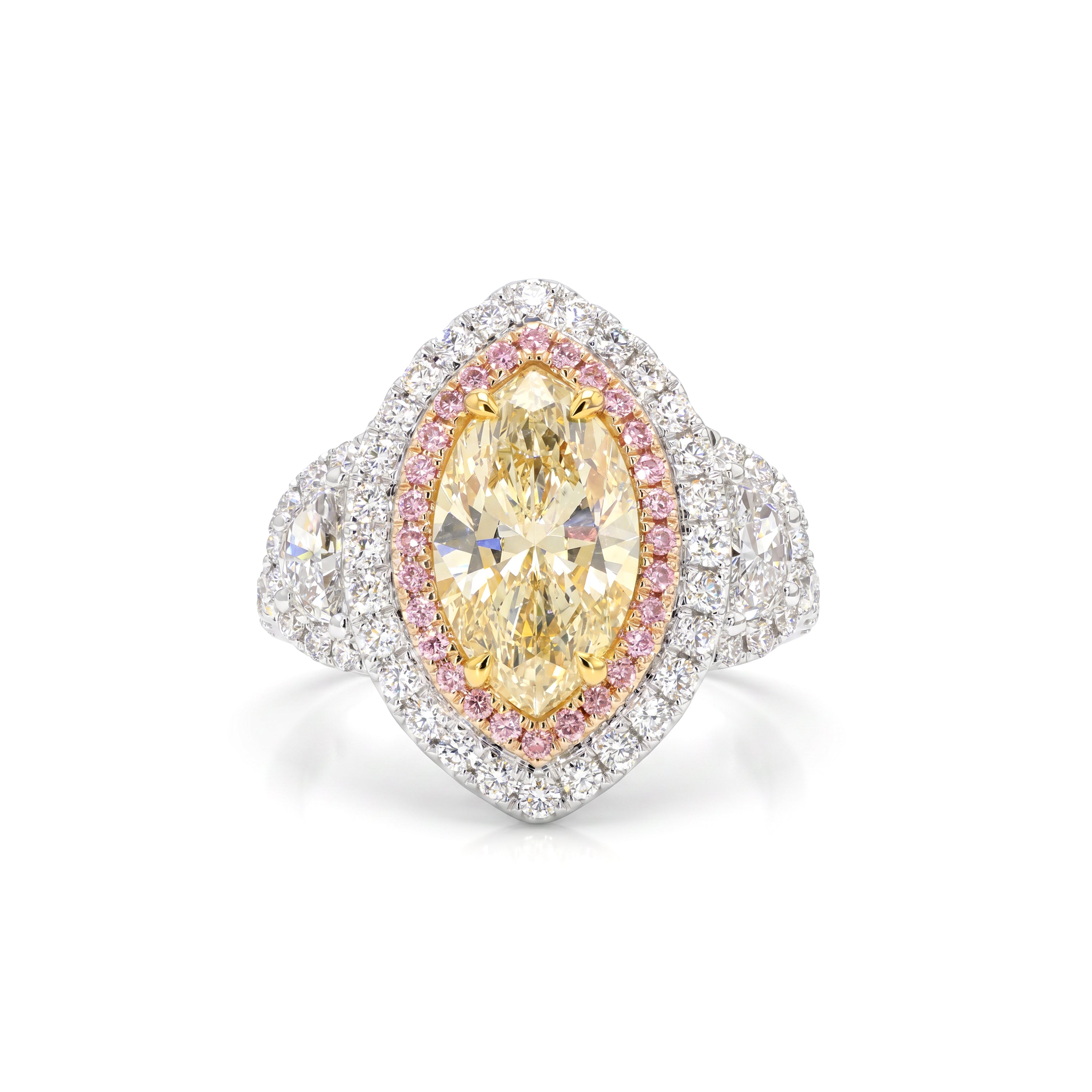Natural Yellow Marquise Diamond Halo Ring | GIA Certified