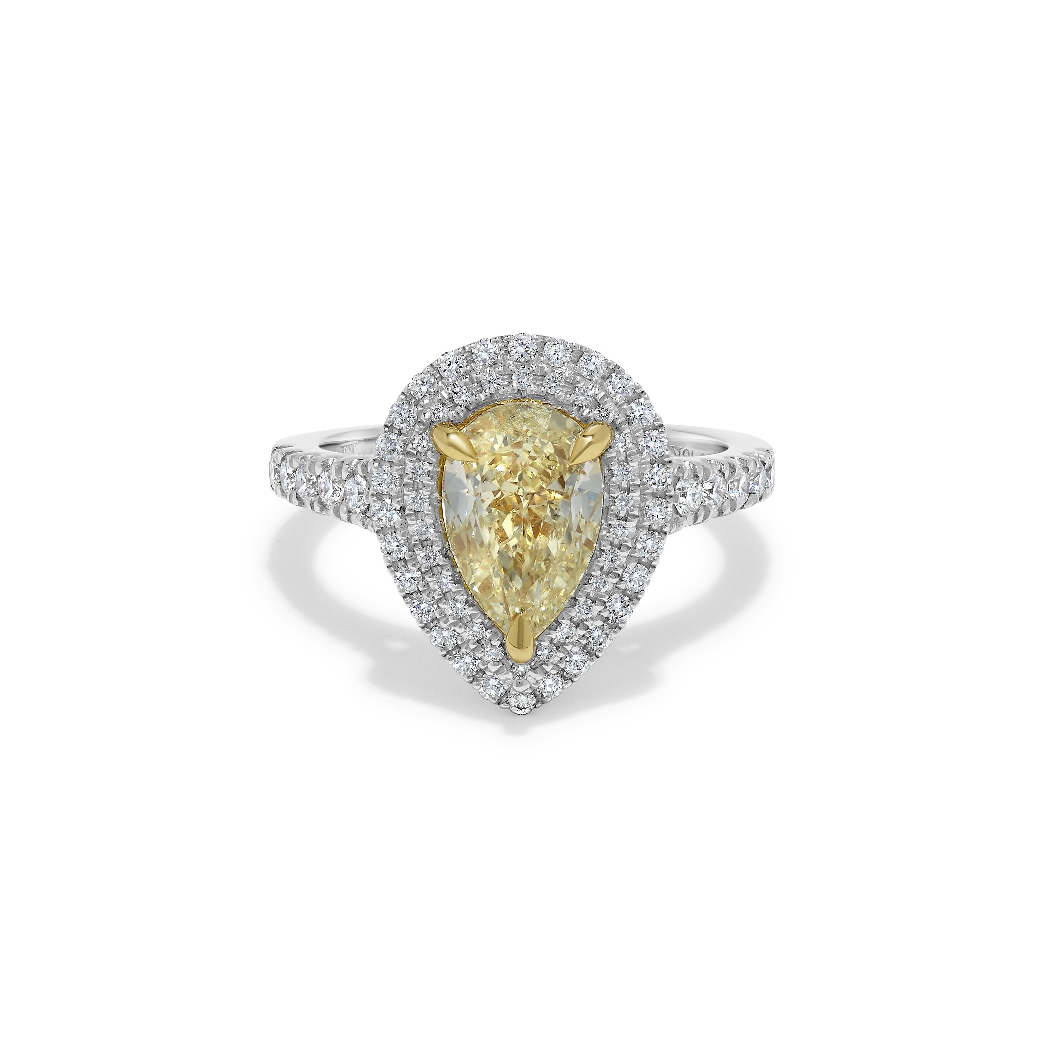 GIA Yellow Pear Cut & White Diamond Ring JR2P12GH