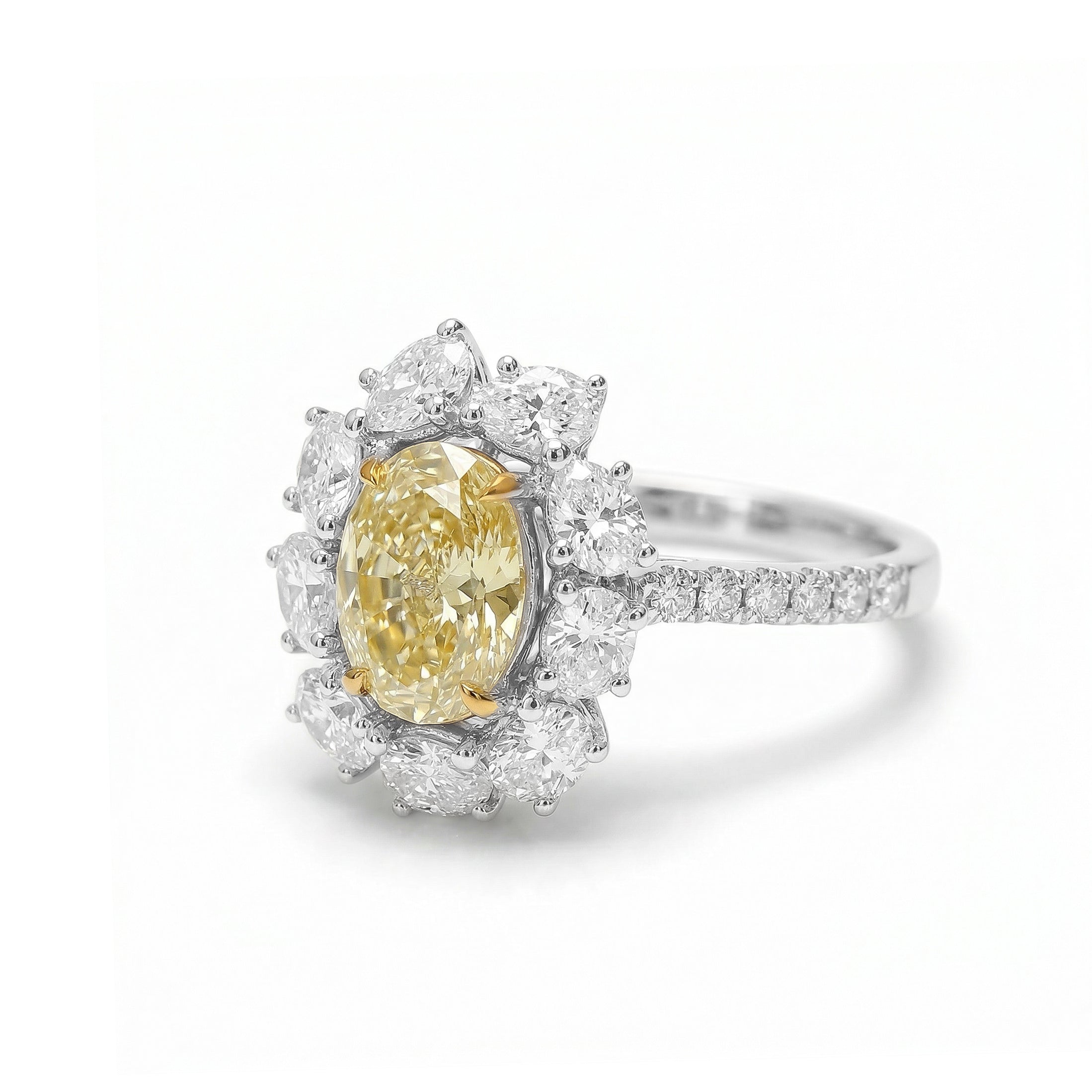 Natural Yellow Oval Diamond Halo Ring | GIA Certified product image 2