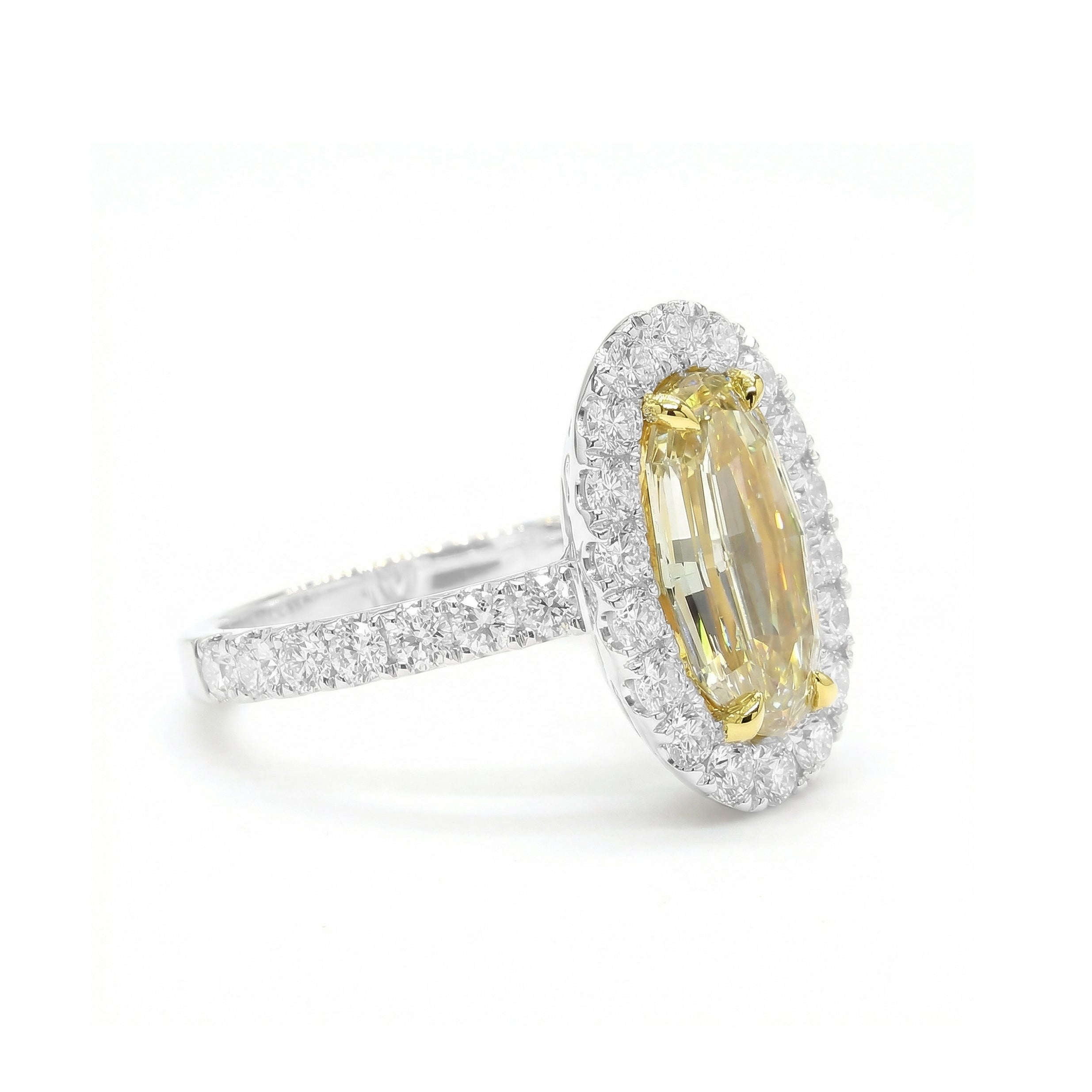 Natural Yellow Oval Diamond Halo Ring | GIA Certified product image 2