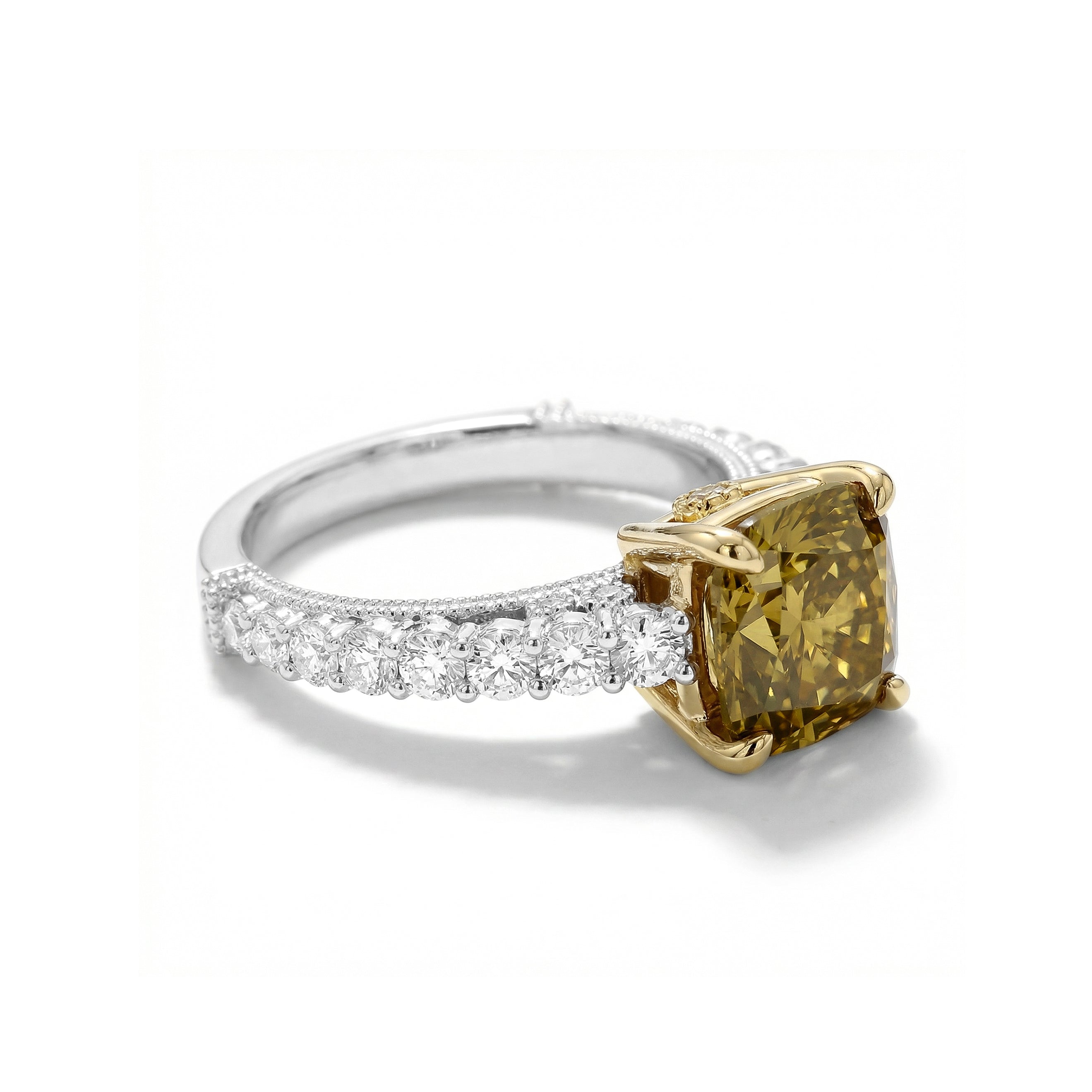 Natural Yellow Cushion Diamond Halo Ring | GIA Certified product image 2