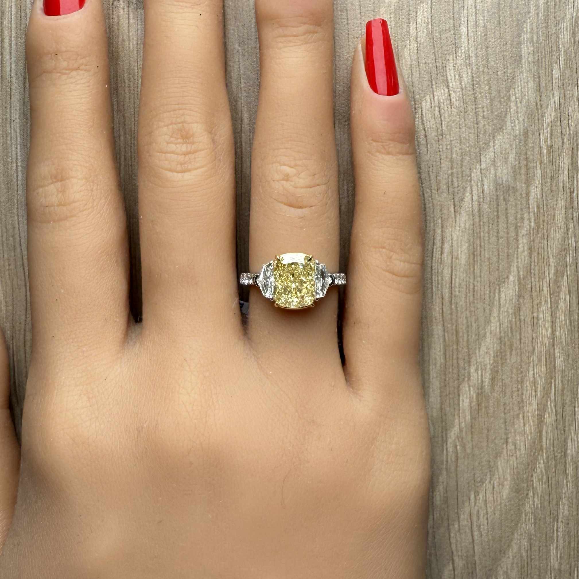 Natural Yellow Cushion Diamond Ring GIA Certified product image 5