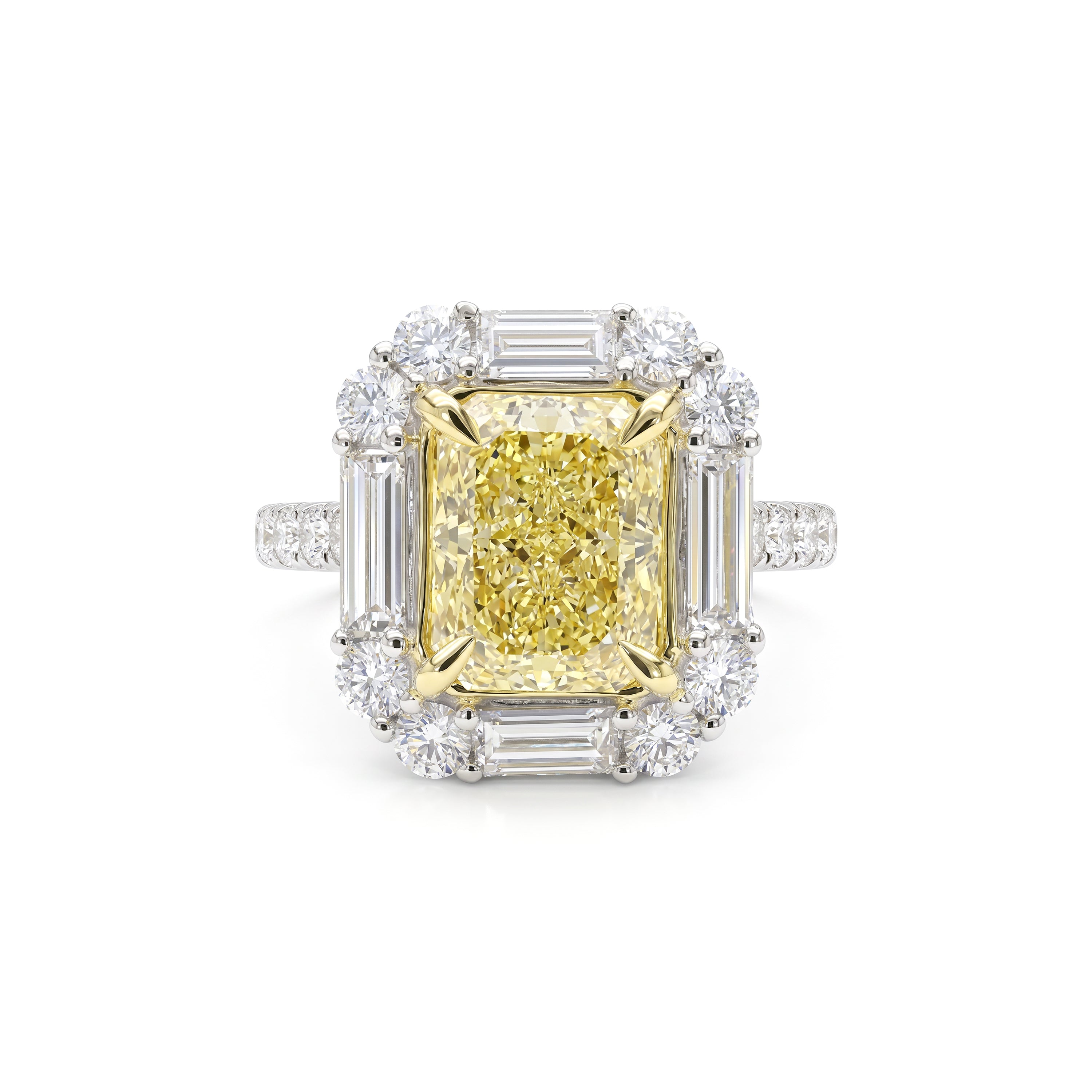 Natural Yellow Radiant Diamond Halo Ring | GIA Certified