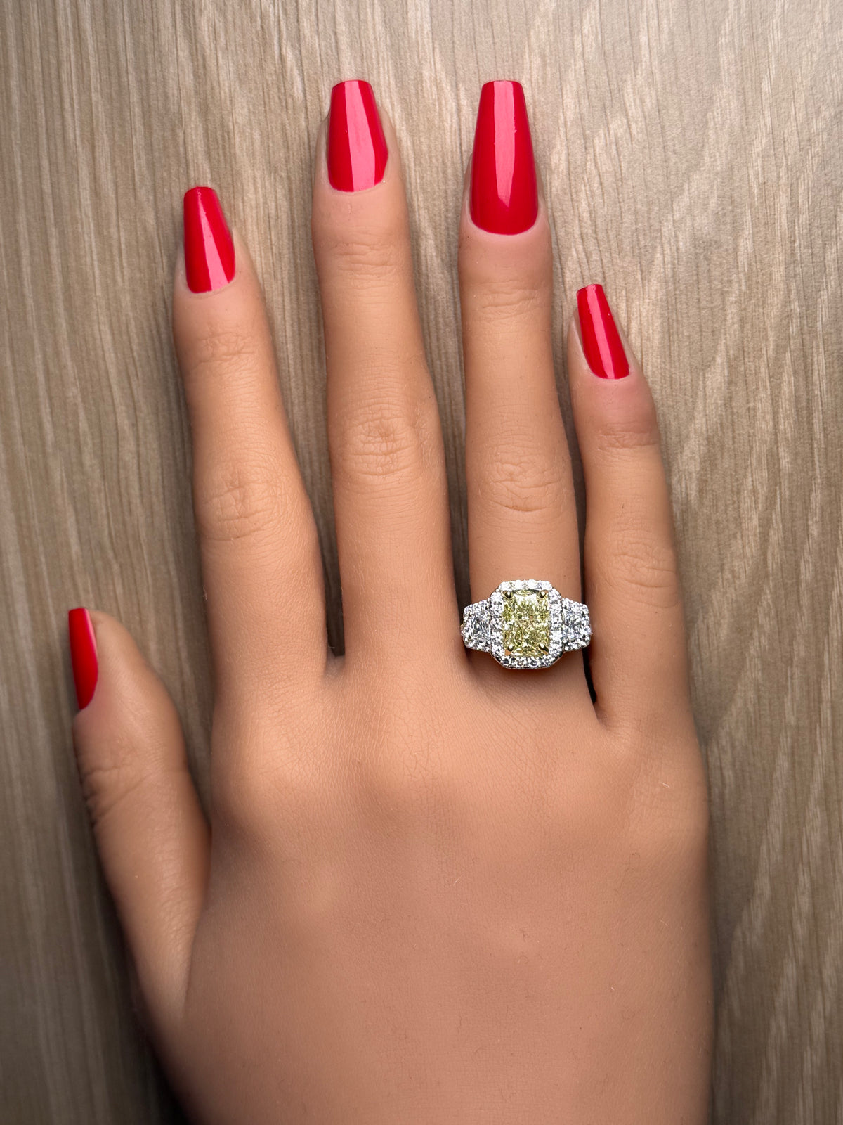 Natural Yellow Cushion Diamond Ring | GIA Certified