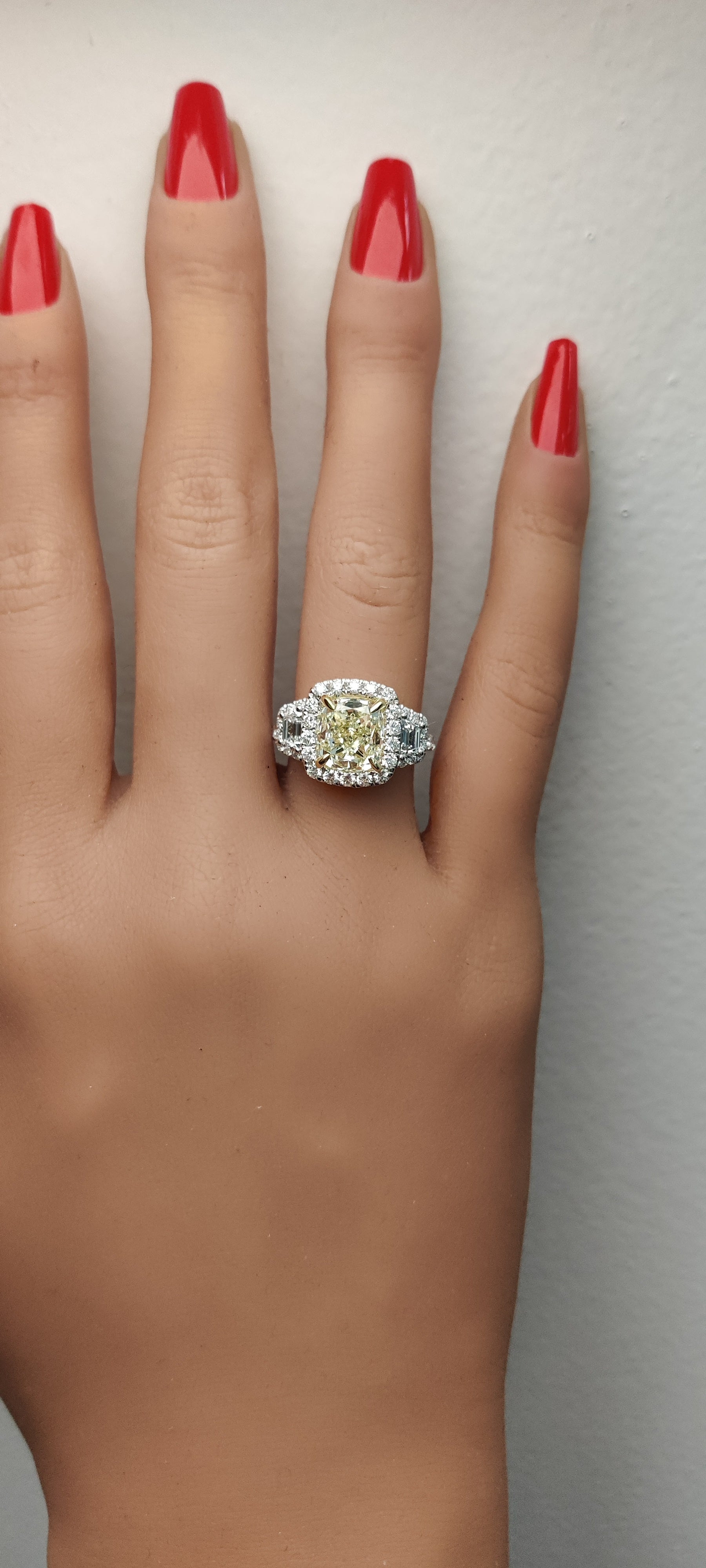 Natural Yellow Cushion Diamond Ring Gia Certified