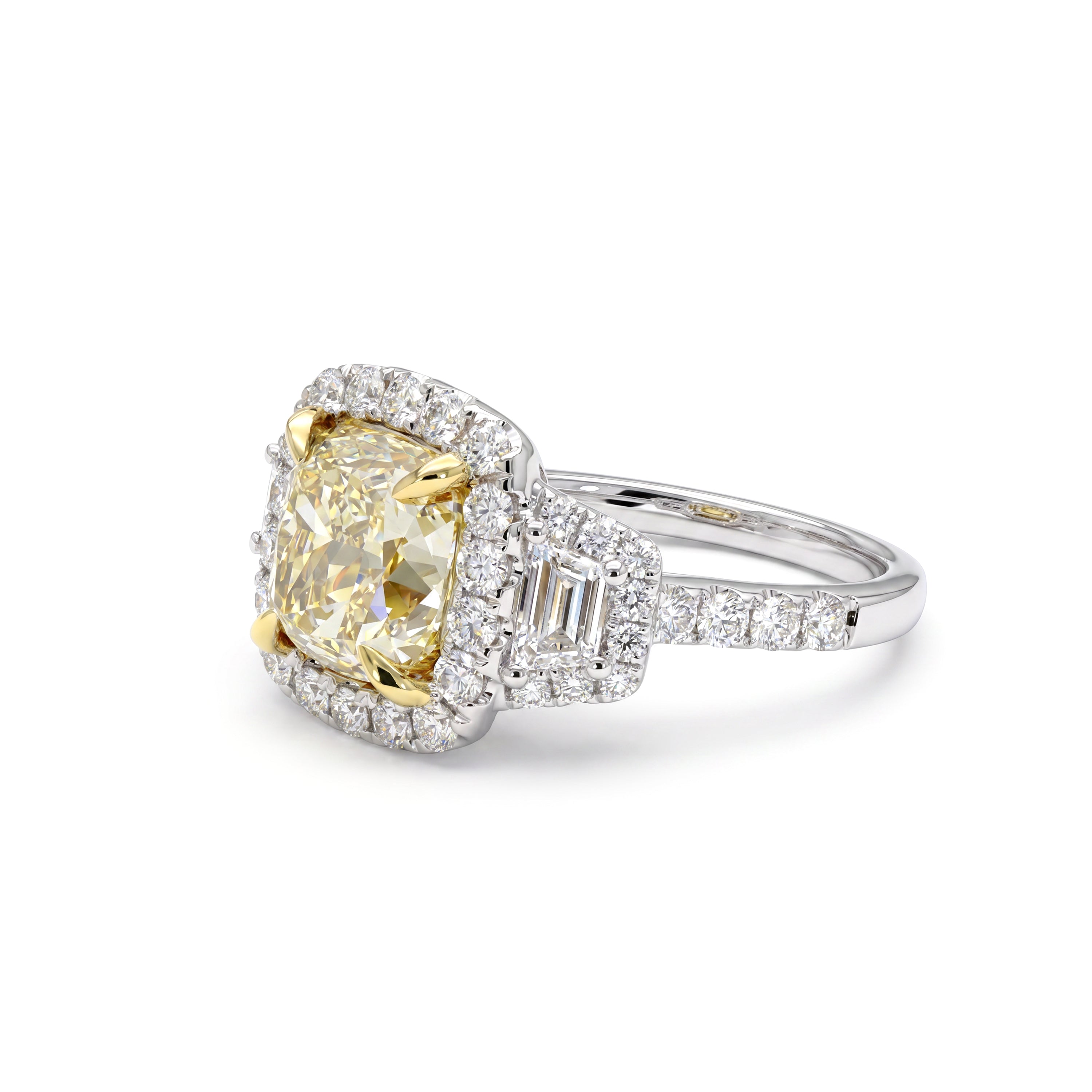 Natural Yellow Cushion Diamond Ring | GIA Certified