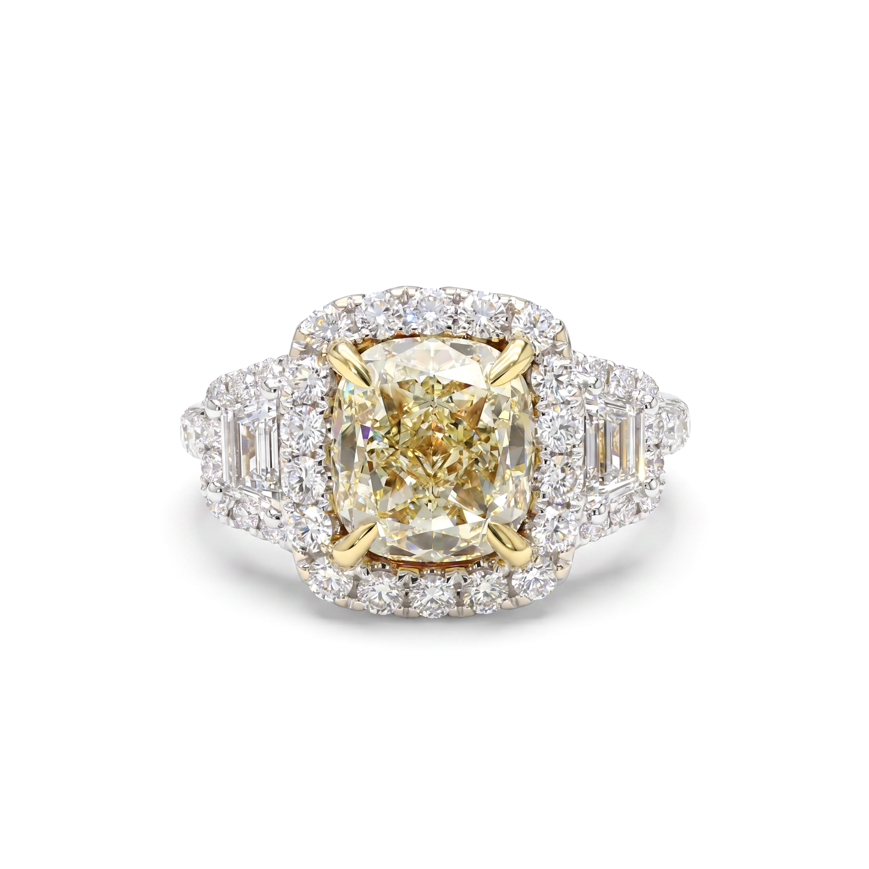 Natural Yellow Cushion Diamond Ring | GIA Certified
