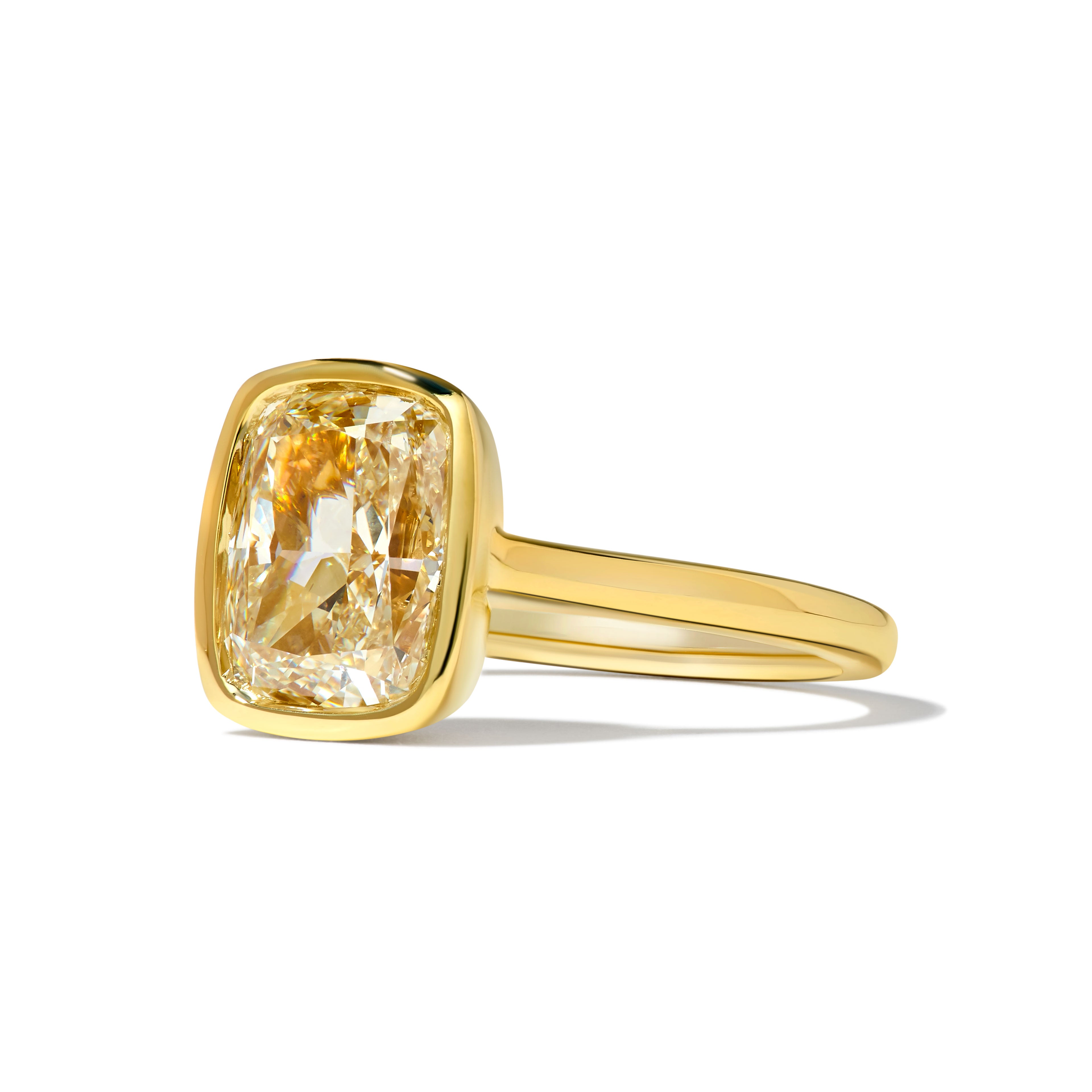 Natural Yellow Cushion Diamond Ring GIA Certified product image 2