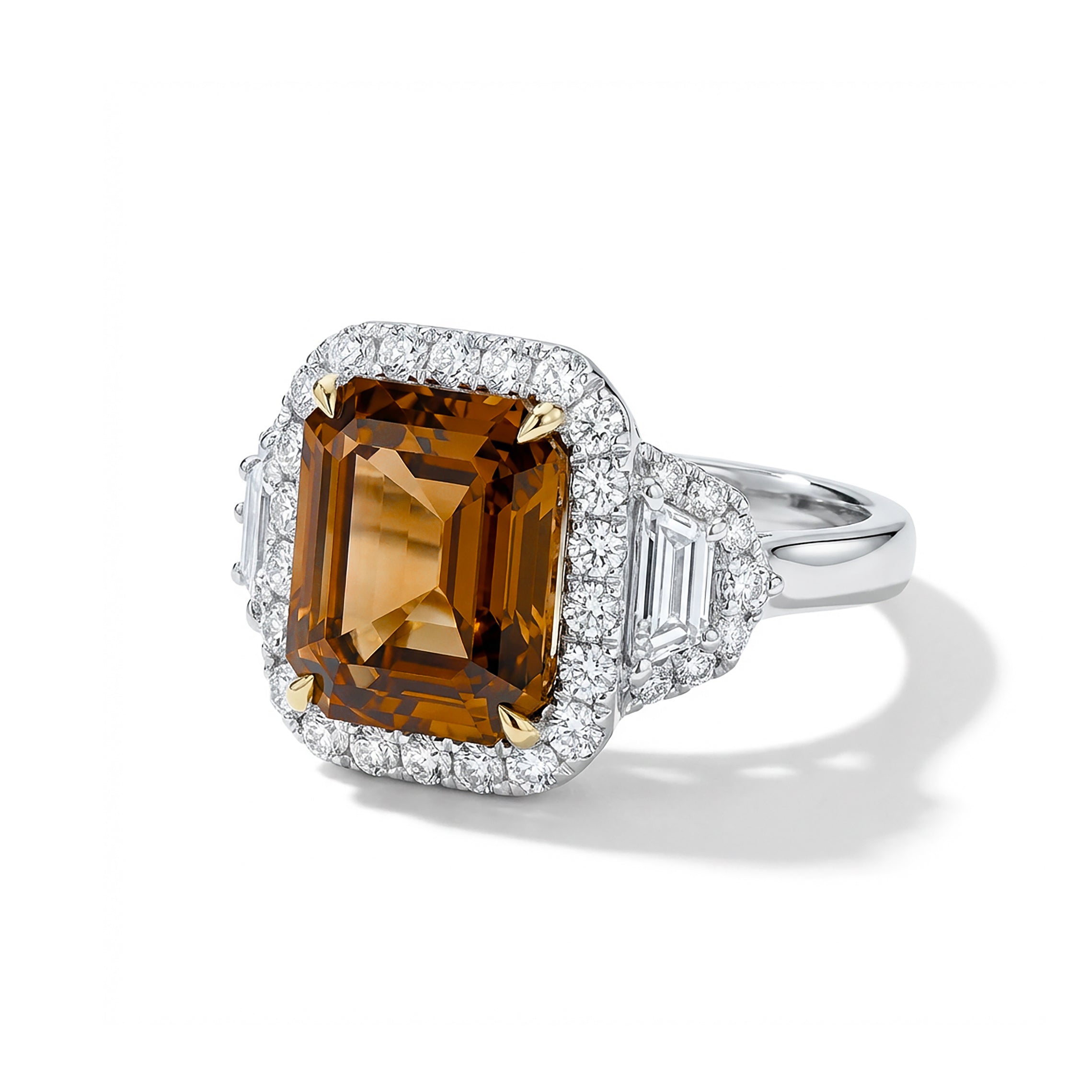 Natural Orange Emerald Diamond Halo Ring | GIA Certified product image 2