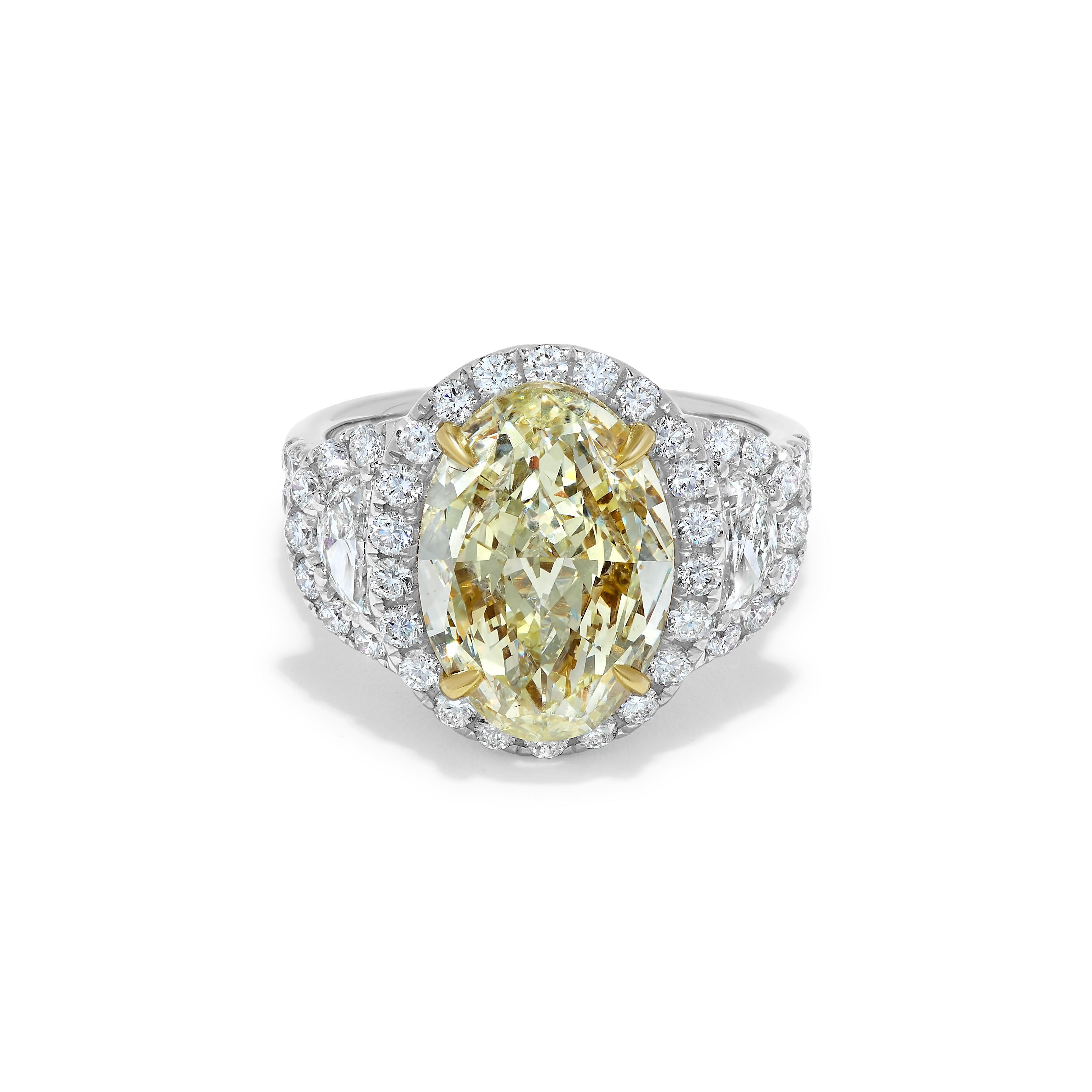 GIA Yellow Oval & White Diamond Ring JR5012GH