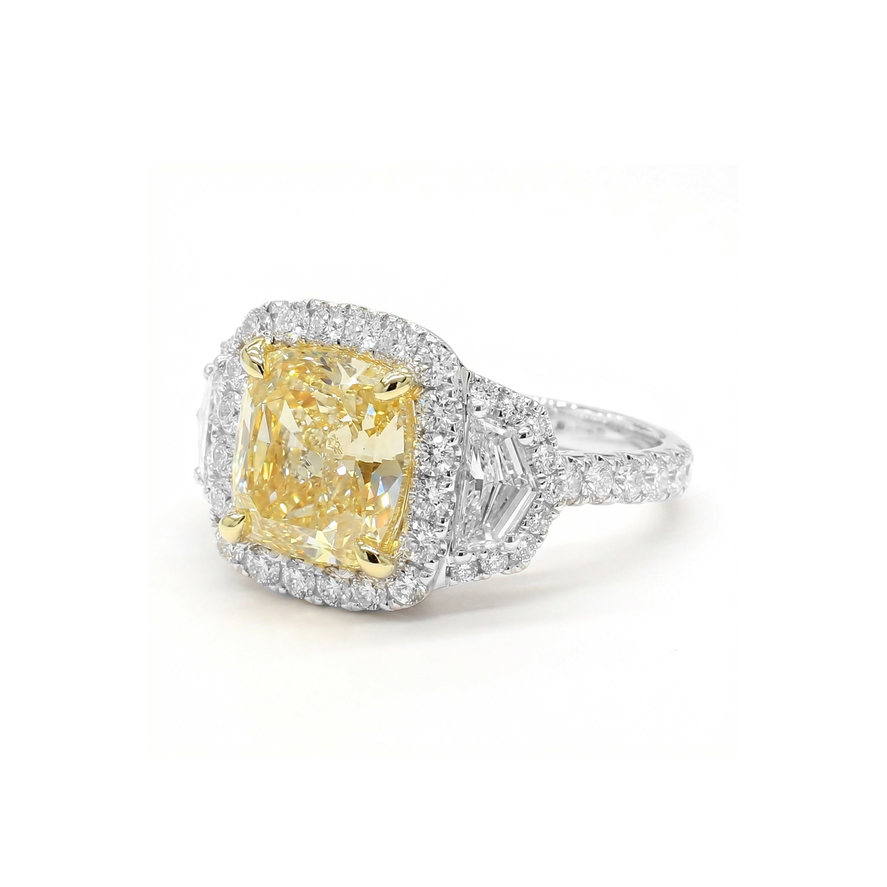 Natural Yellow Cushion Diamond Halo Ring | GIA Certified product image 2