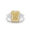 Natural Yellow Radiant Diamond Three Stone Ring | GIA Certified product image 1