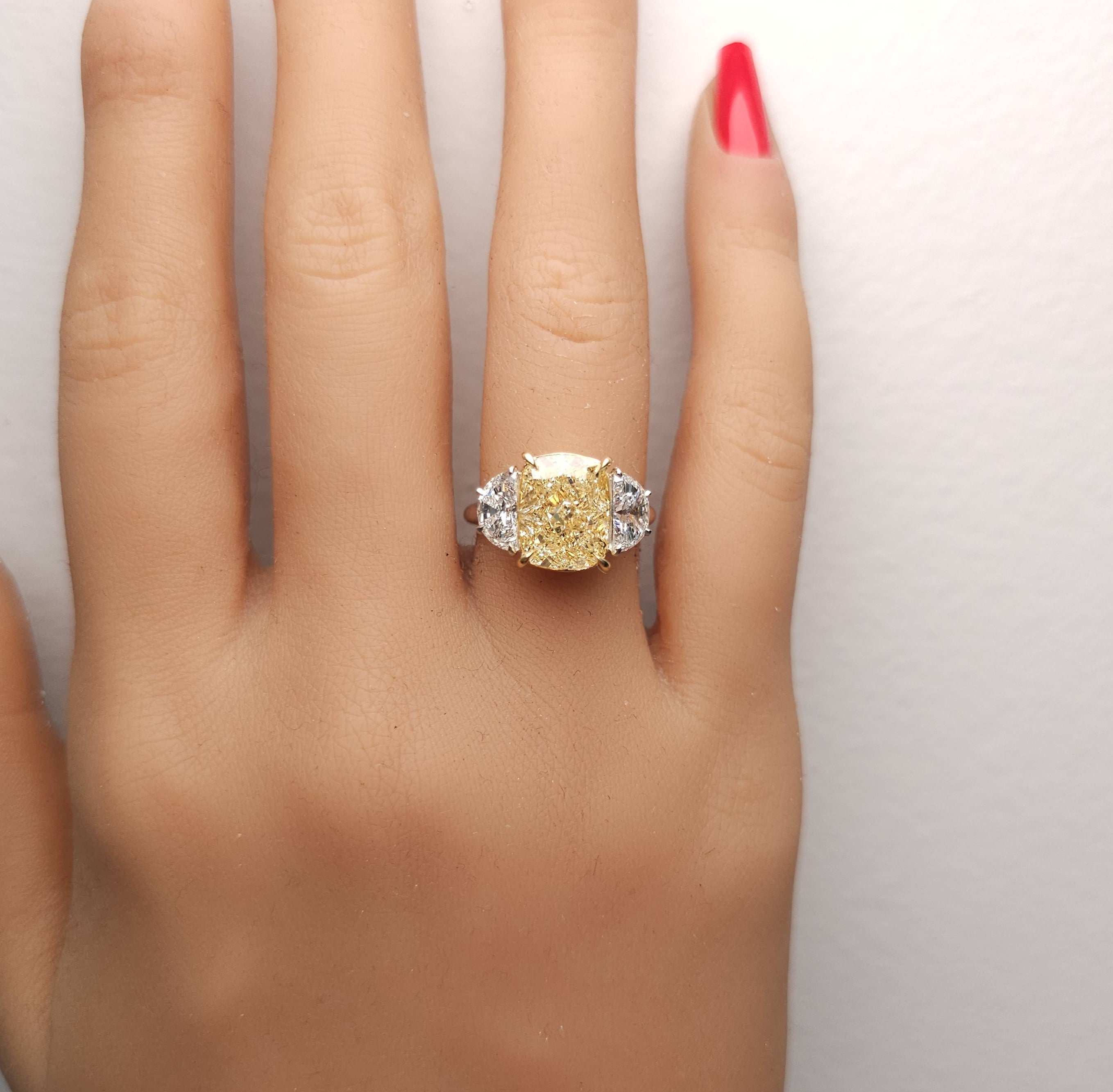 Natural Yellow Cushion Diamond Ring GIA Certified product image 5
