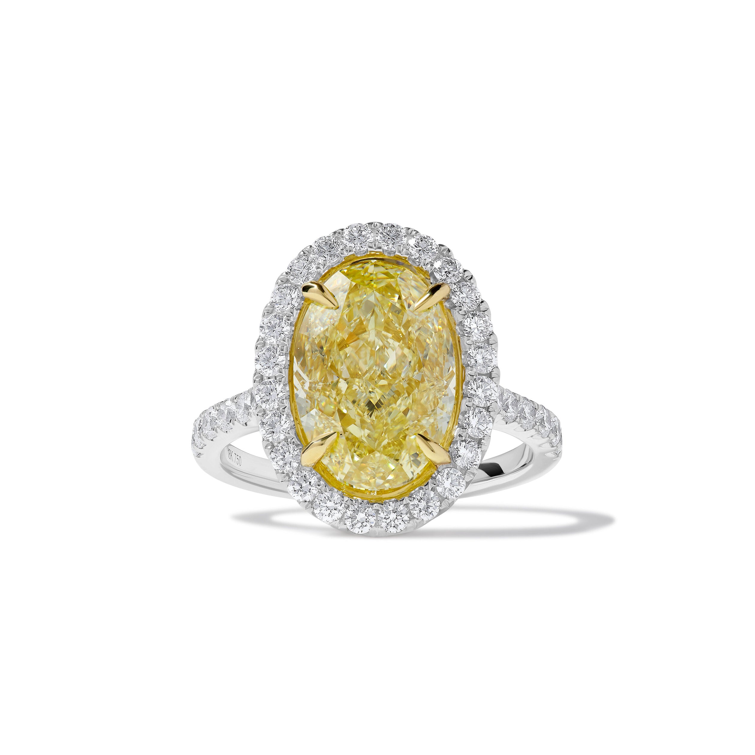 Natural Yellow Oval Diamond Ring GIA Certified