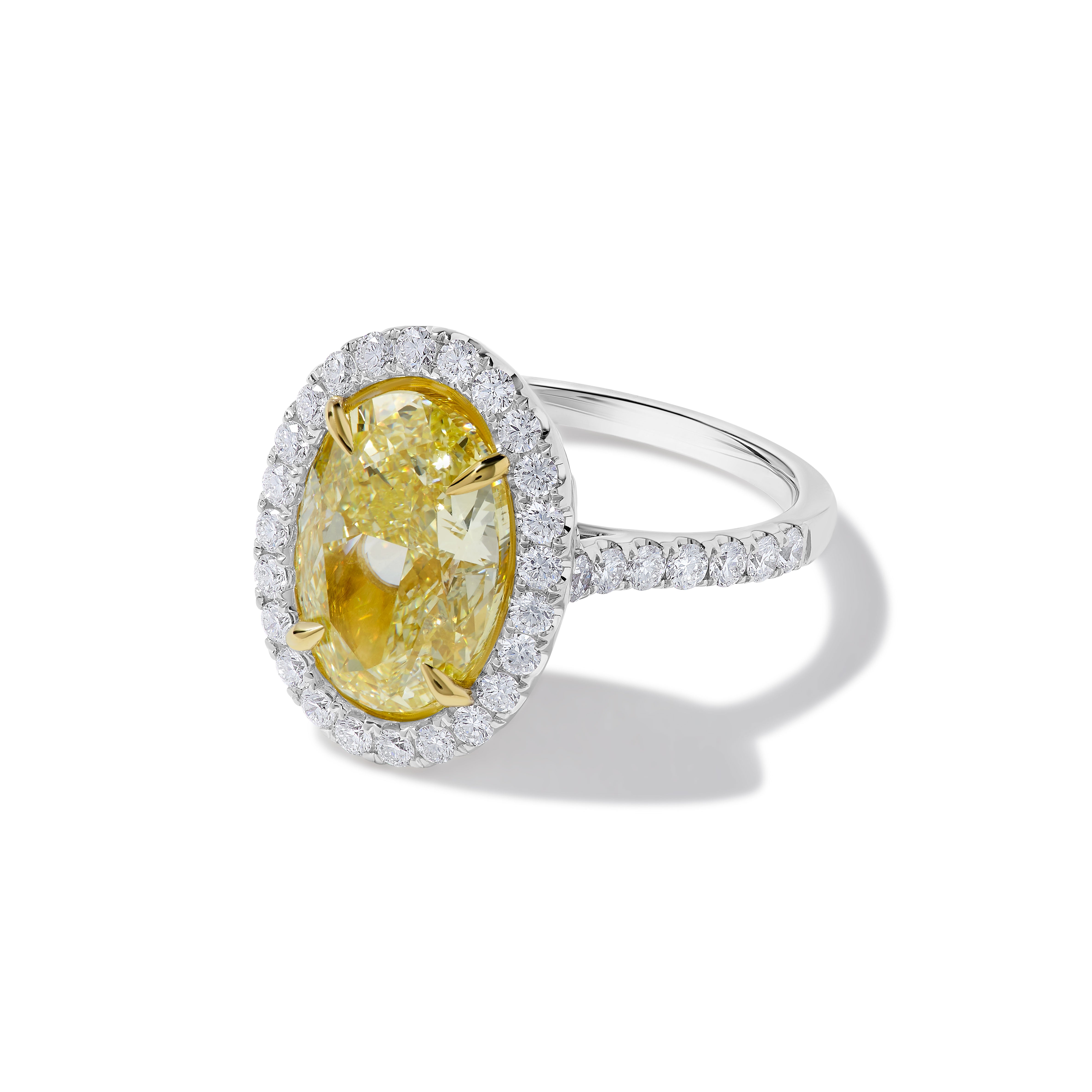 Natural Yellow Oval Diamond Ring GIA Certified