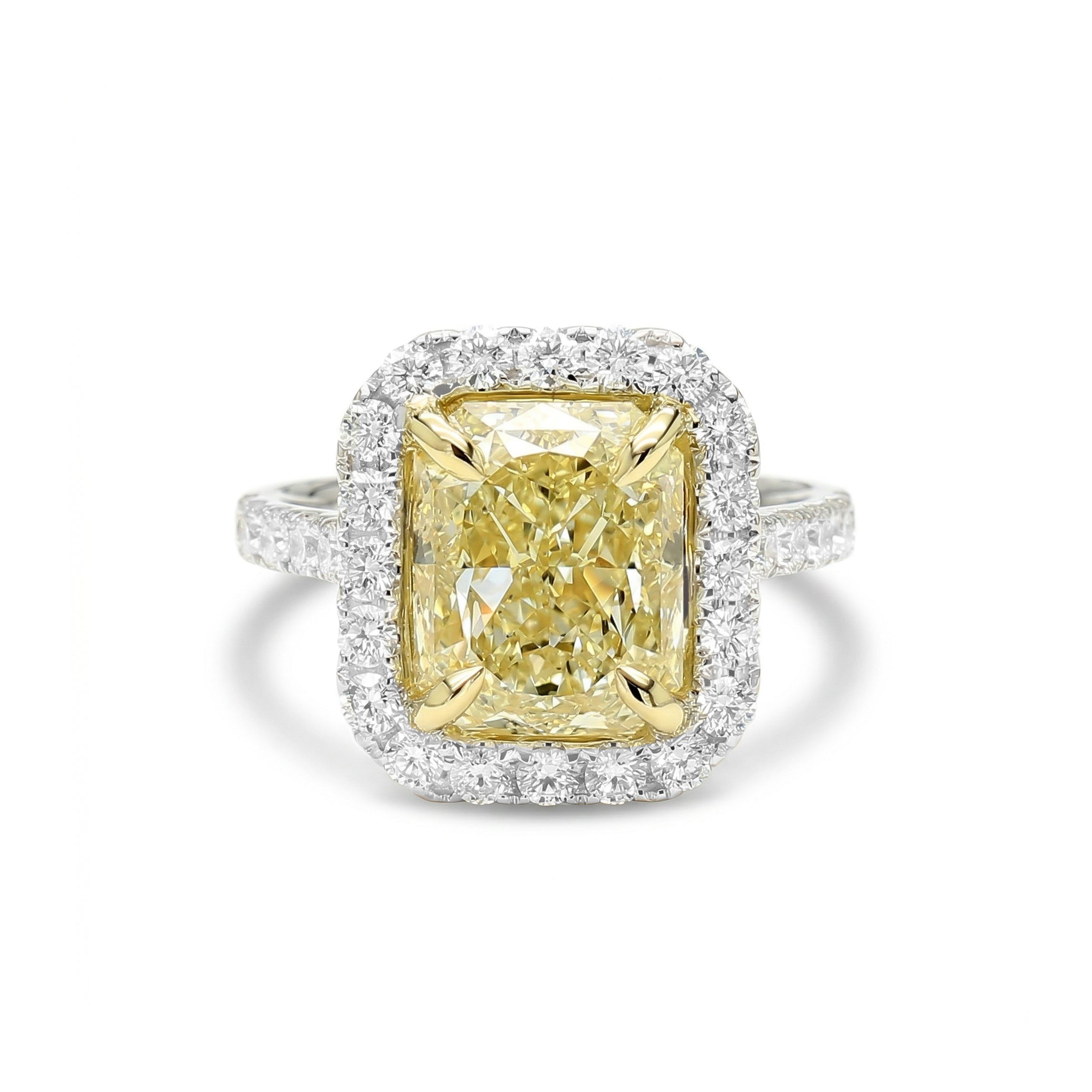 Natural Yellow Radiant Diamond Halo Ring | GIA Certified product image 1