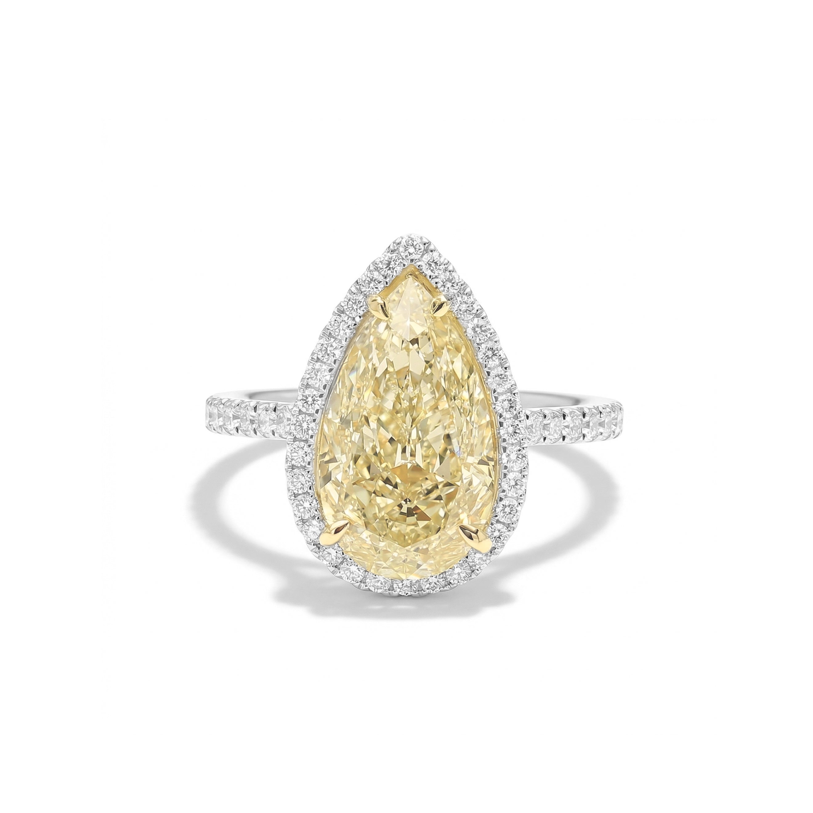 Natural Yellow Pear Diamond Halo Ring | GIA Certified product image 1