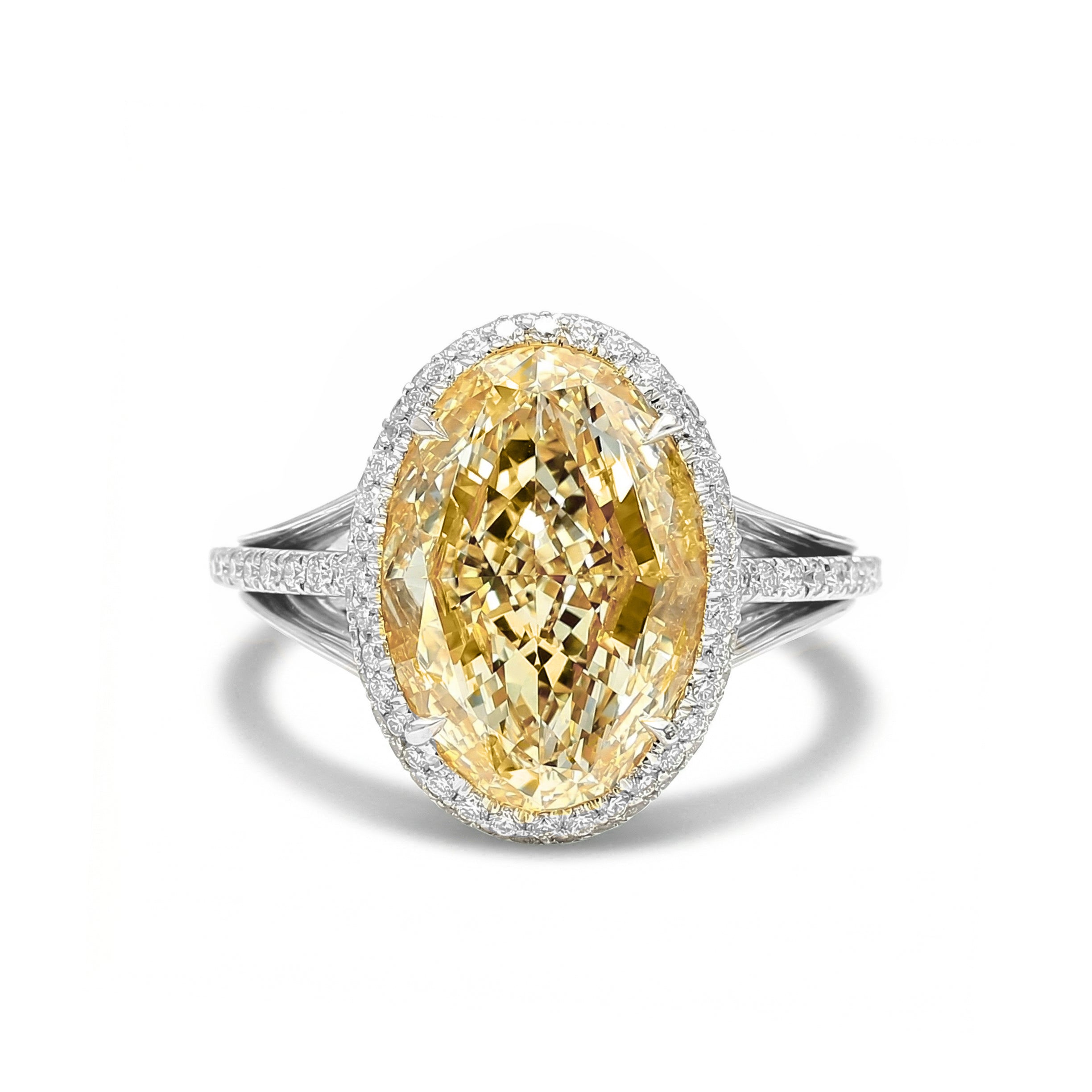 Natural Yellow Oval Diamond Halo Ring | GIA Certified product image 1