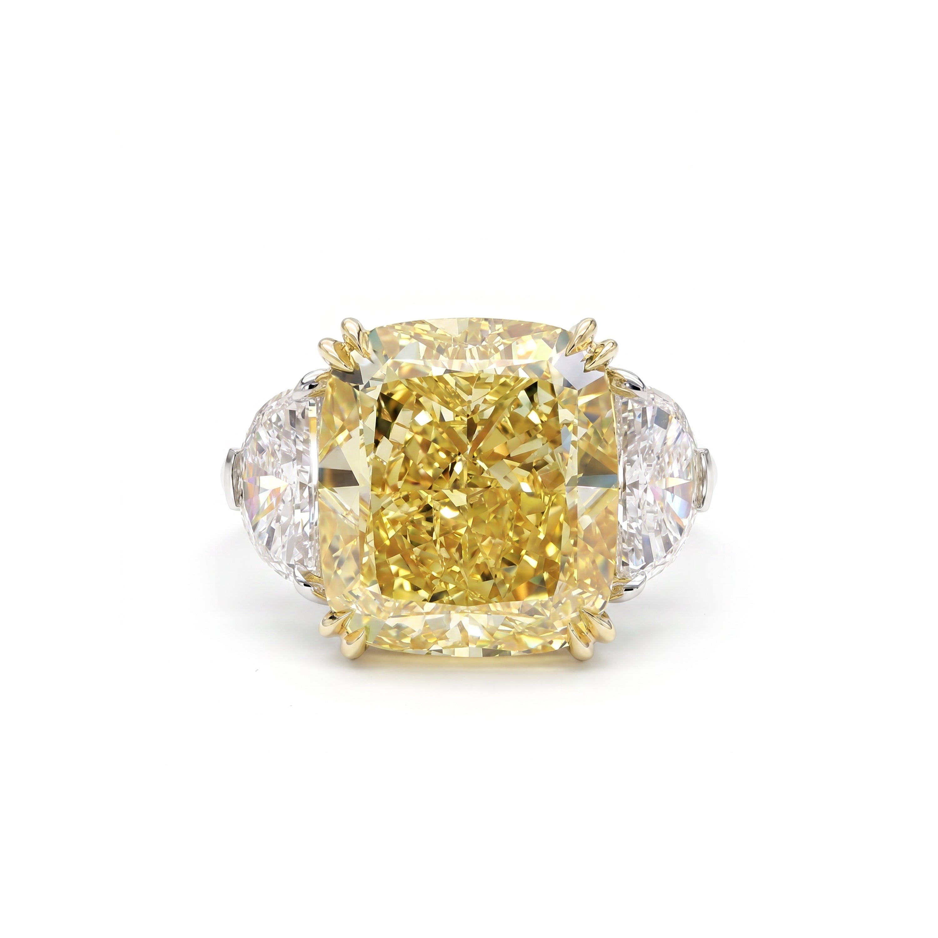 Natural 11.28 CT Yellow Cushion Diamond Ring | GIA CERTIFIED