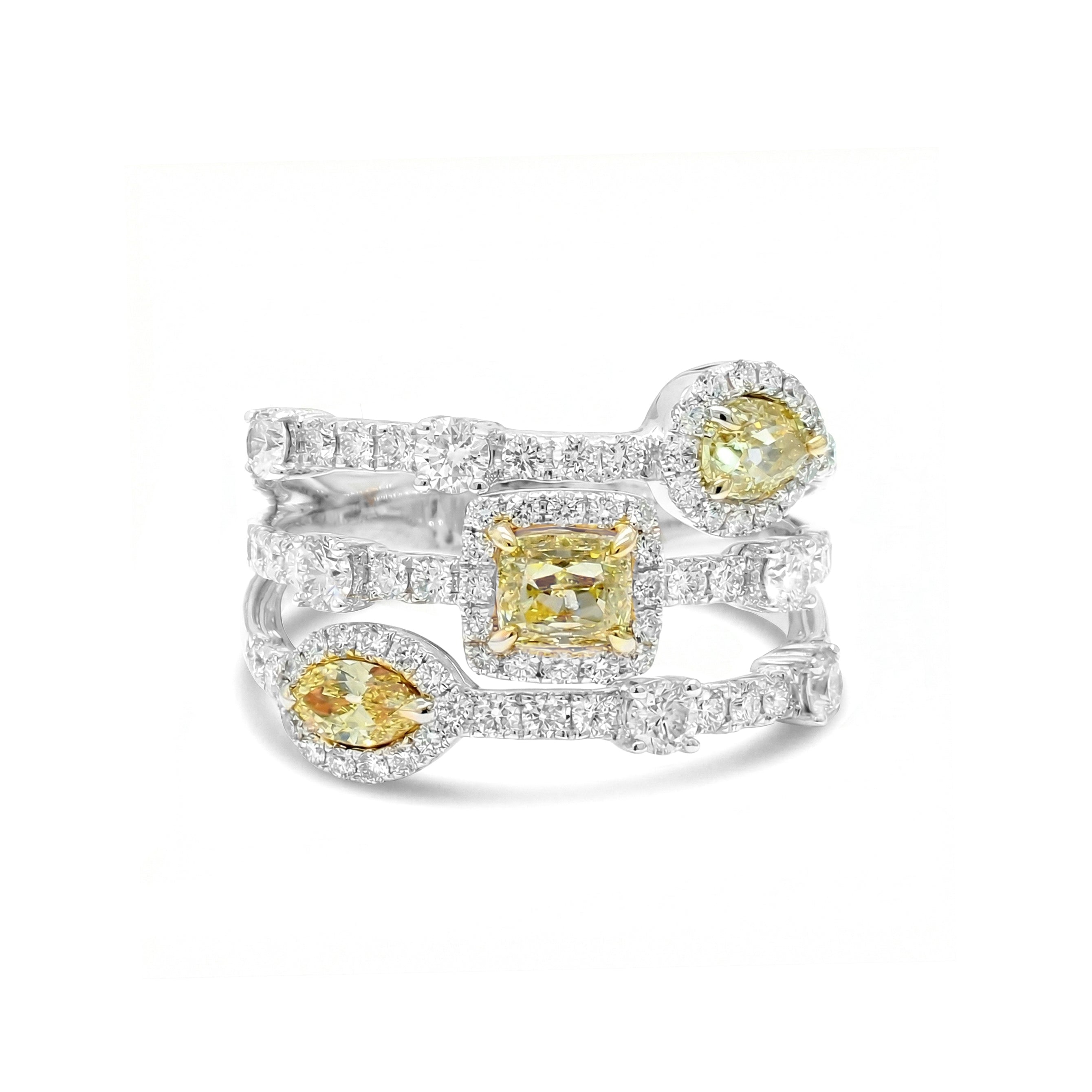 Natural Yellow & White Diamond Spiral Ring product image 1