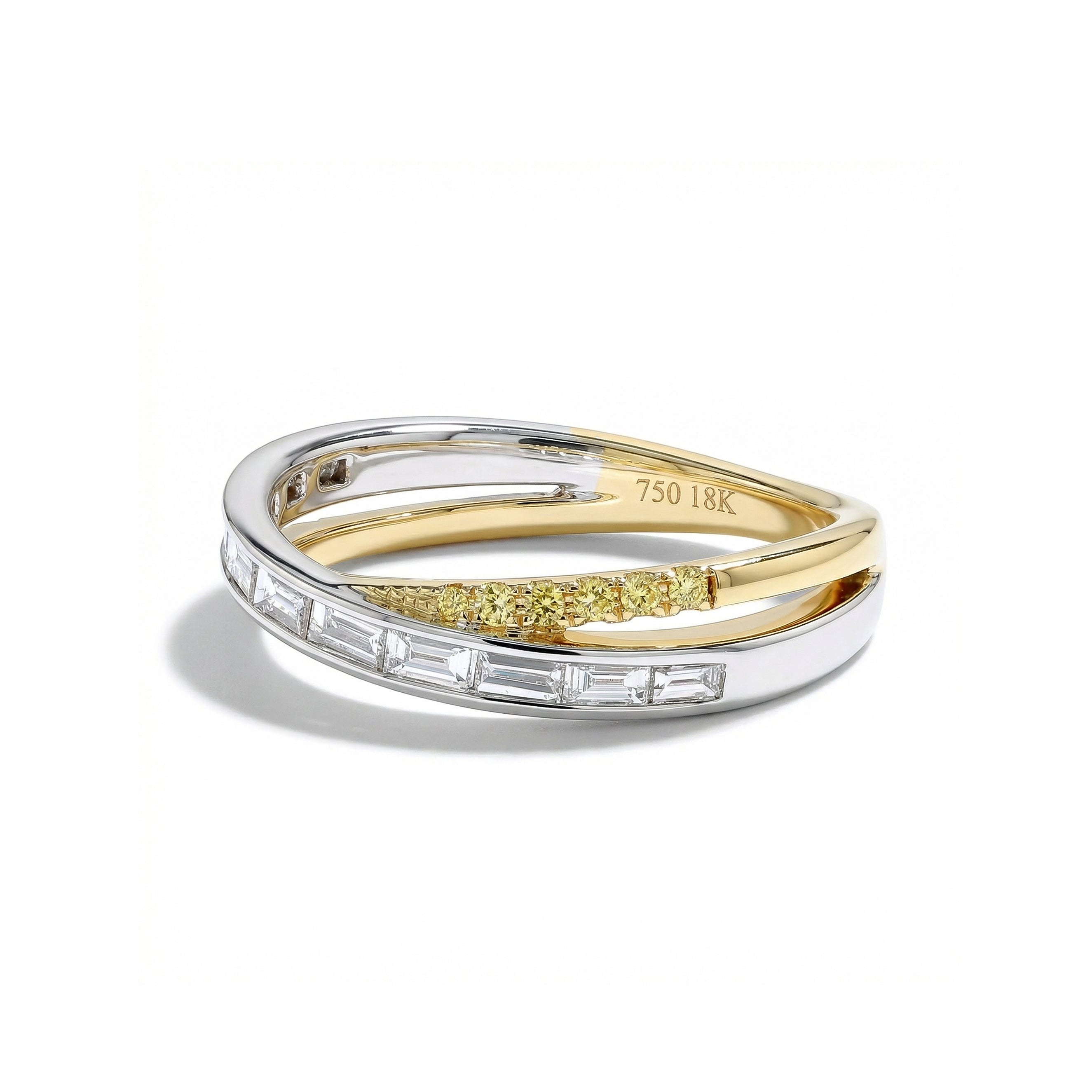 Natural Yellow & White Diamond Crossover Ring product image 2