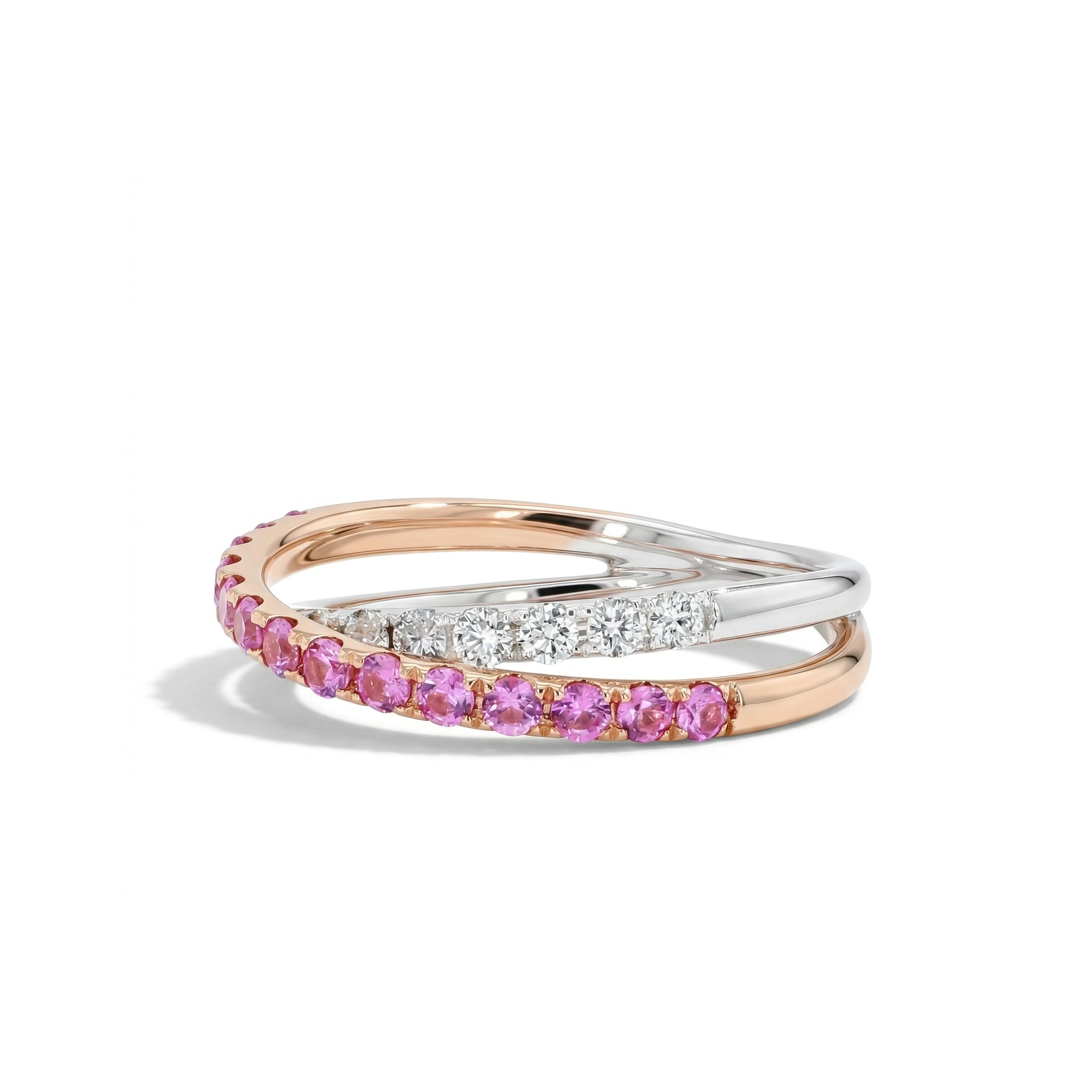 Natural Pink Sapphire & Diamond Crossover Ring product image 2