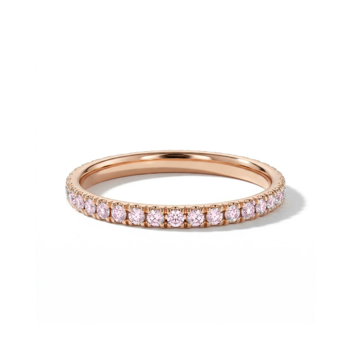 Natural Pink Round Diamond Band in Rose Gold product image 1