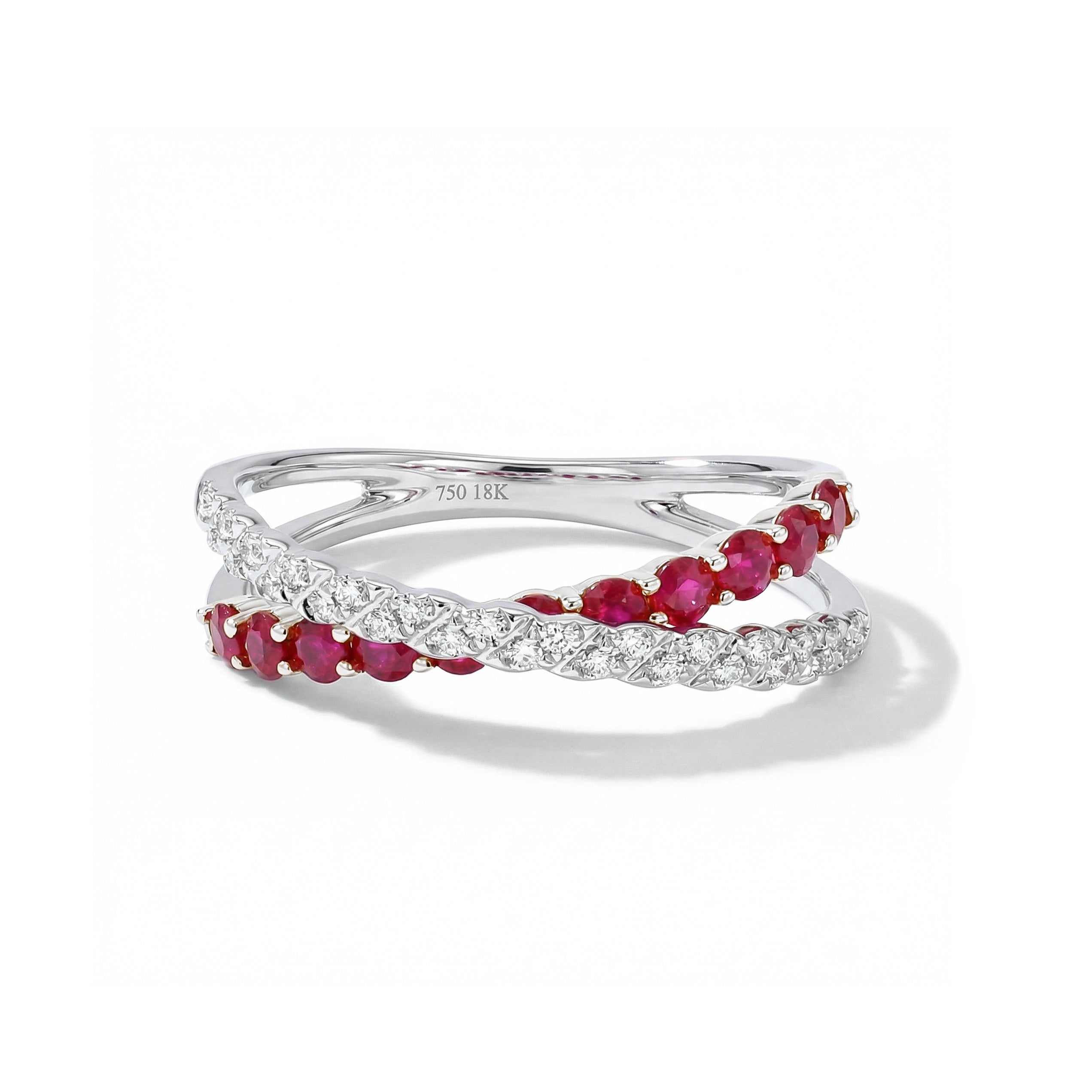 Natural Ruby & Diamond Crossover Ring product image 1