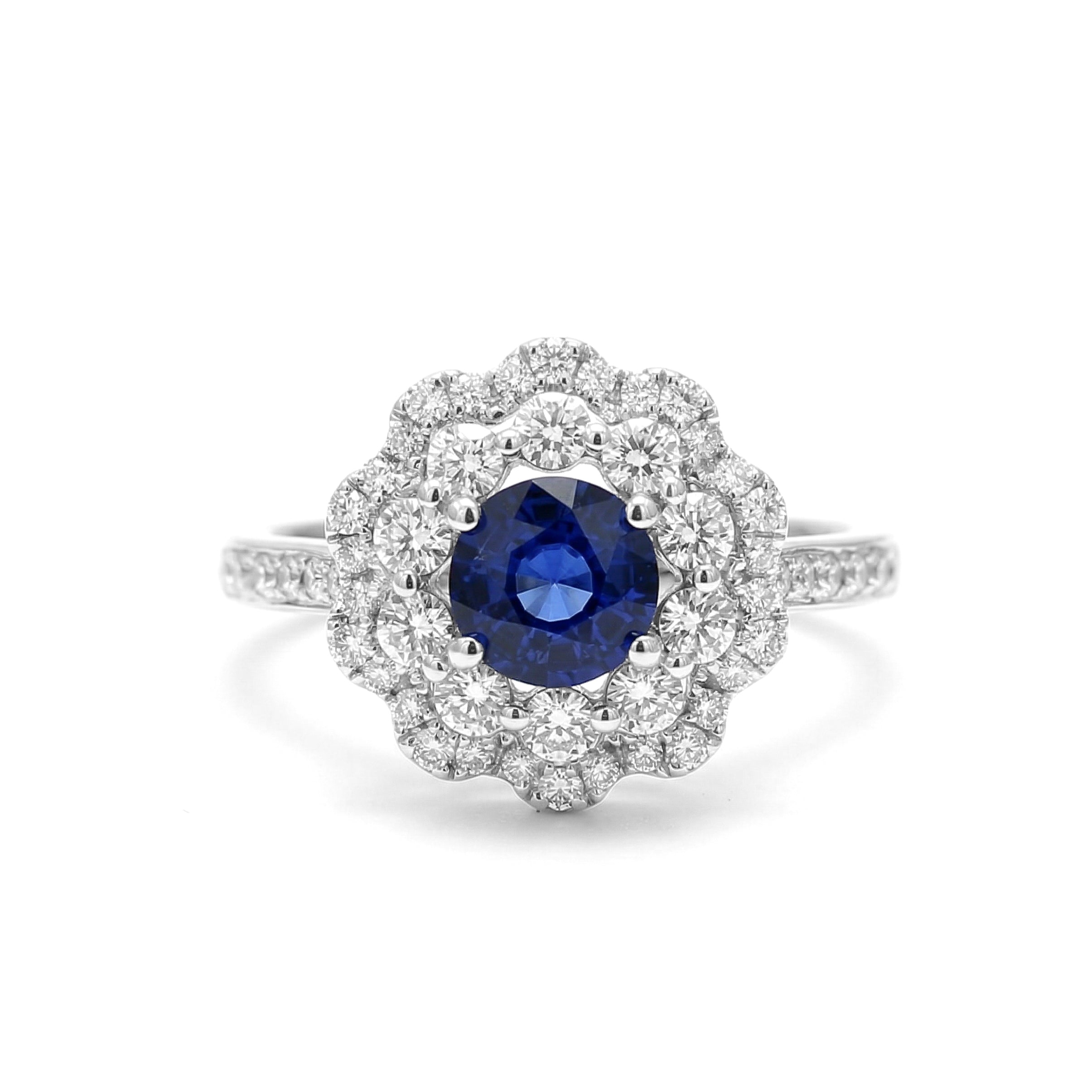 Natural Sapphire & Diamond Halo Ring product image 1