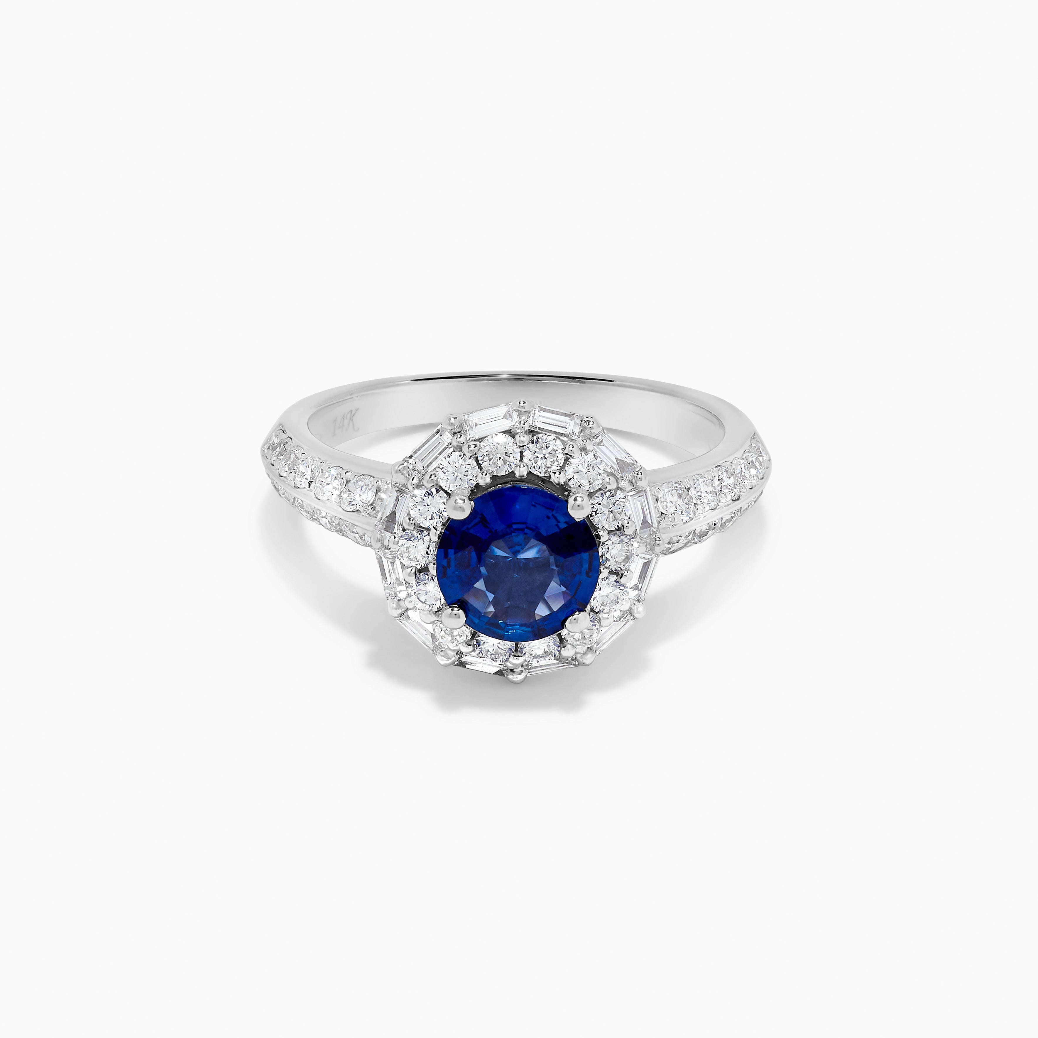 Blue Round Sapphire & White Diamond Ring JRC162GP