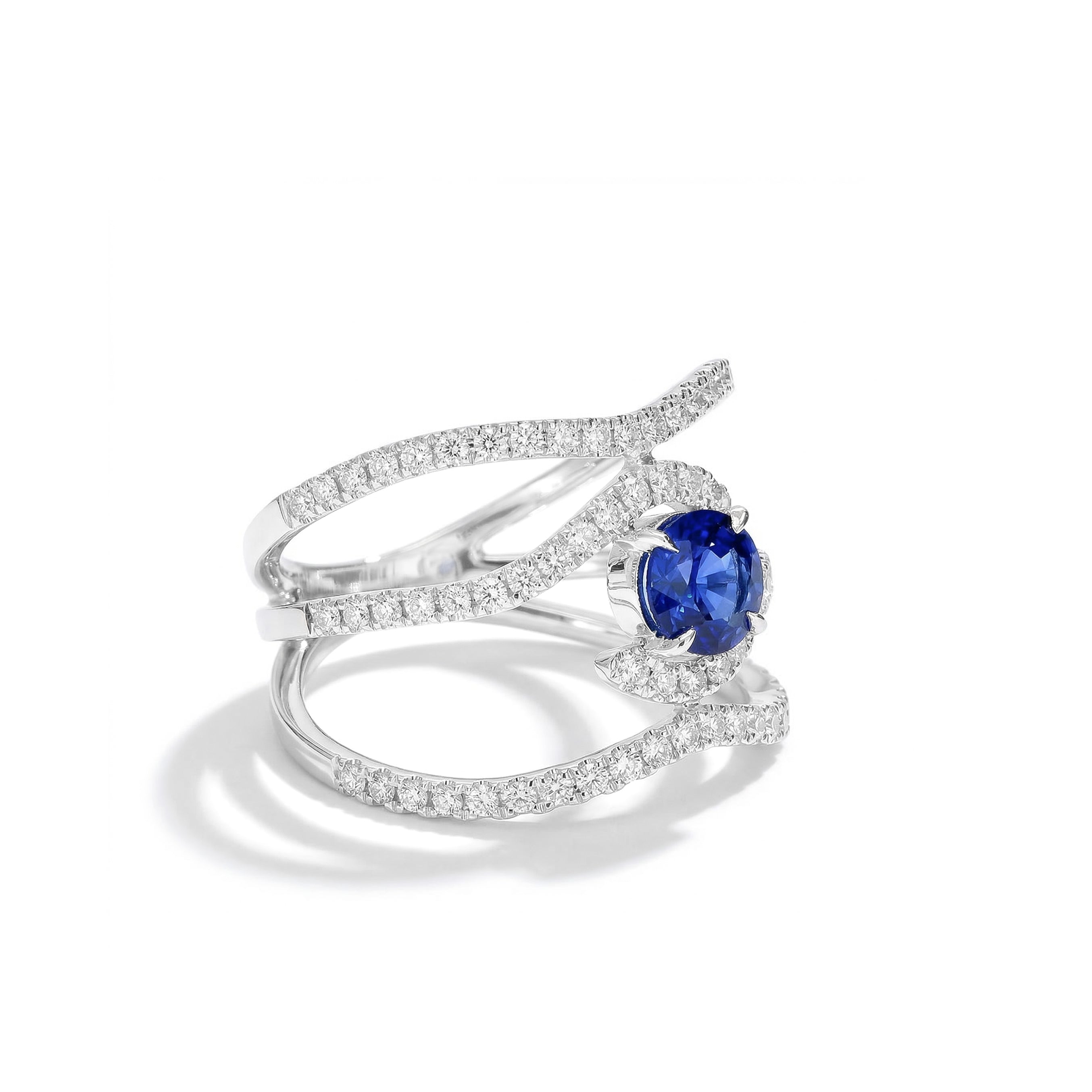 Natural Sapphire & Diamond Spiral Ring product image 2