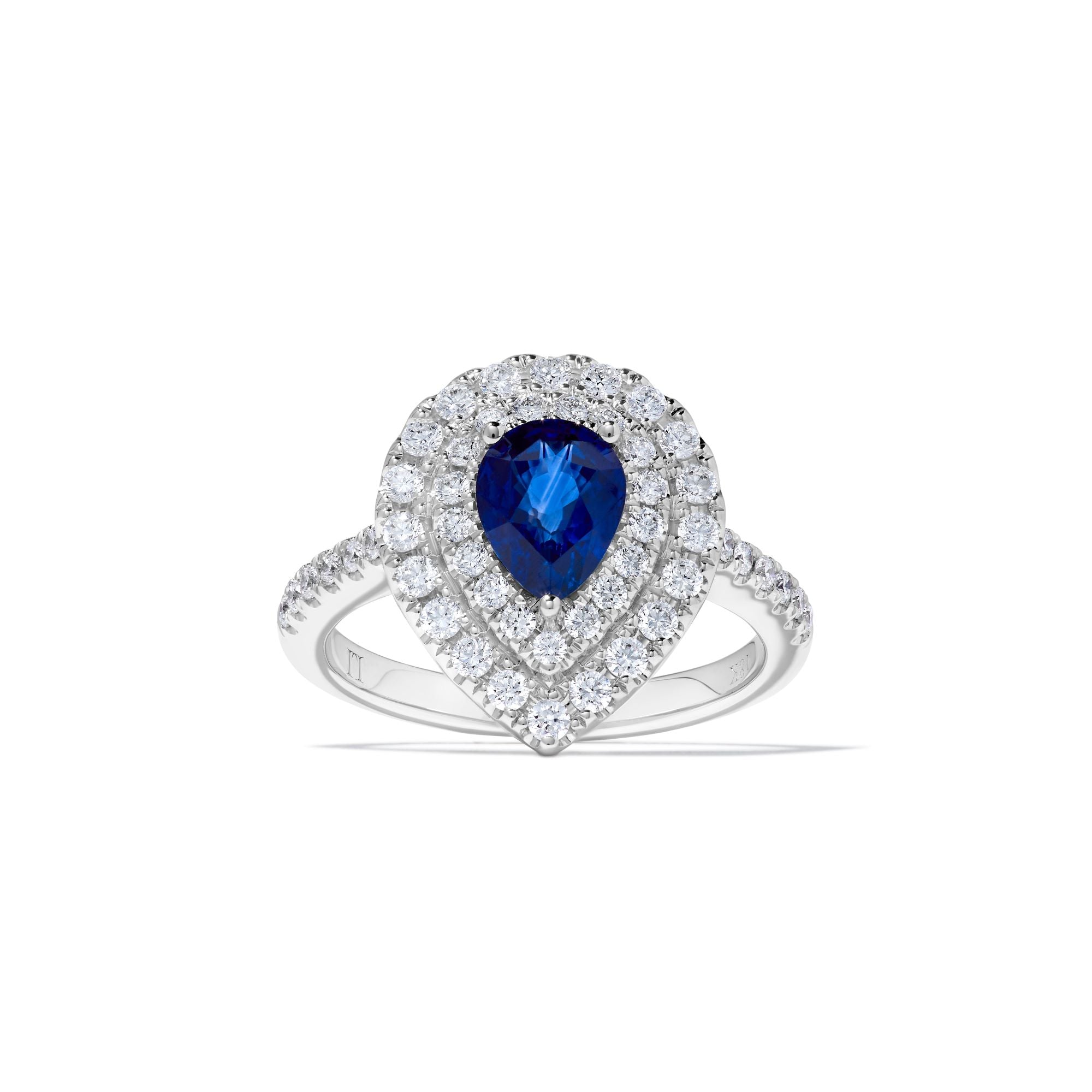 Blue Pear Sapphire and White Diamond Ring JRC185GP