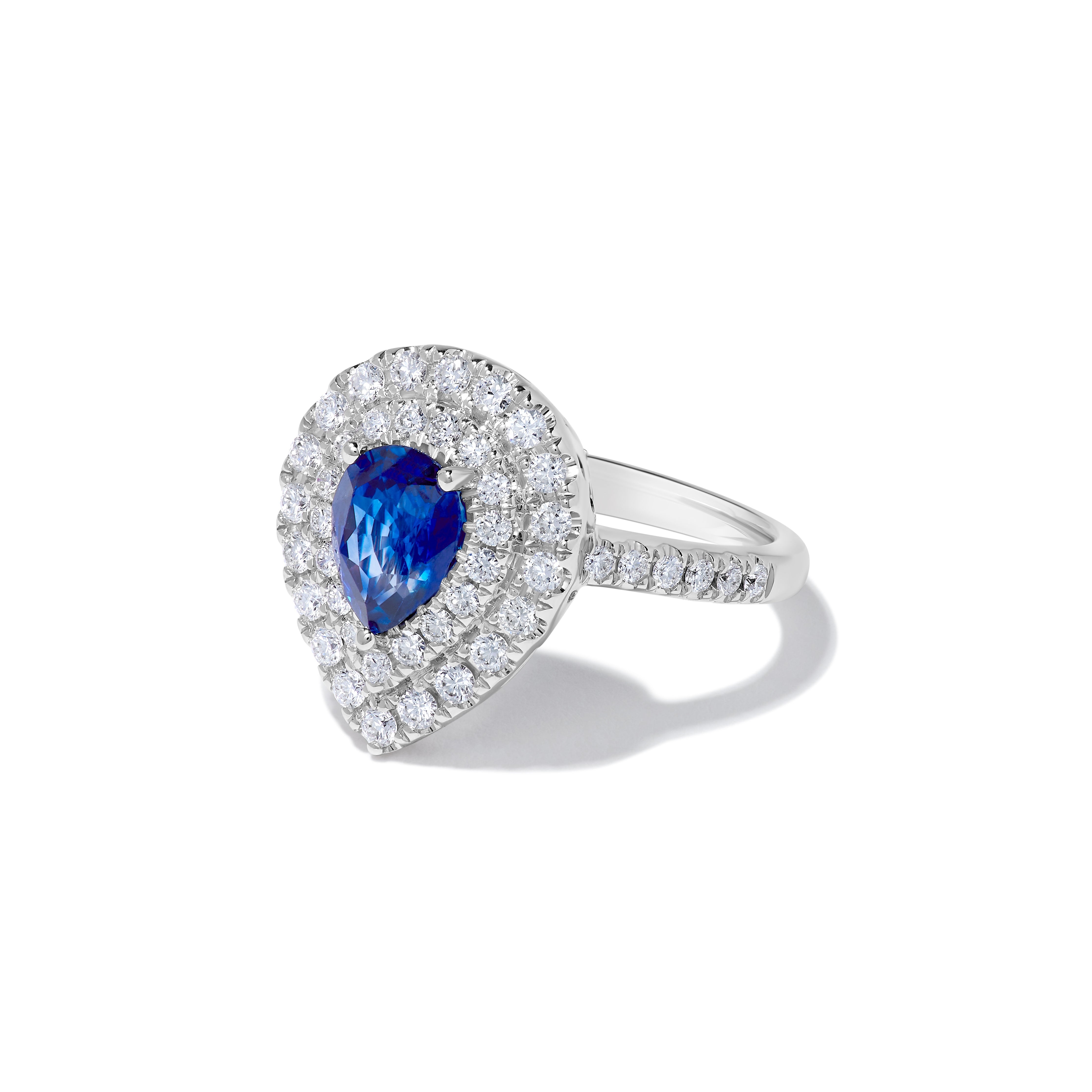 Blue Pear Sapphire and White Diamond Ring JRC185GP