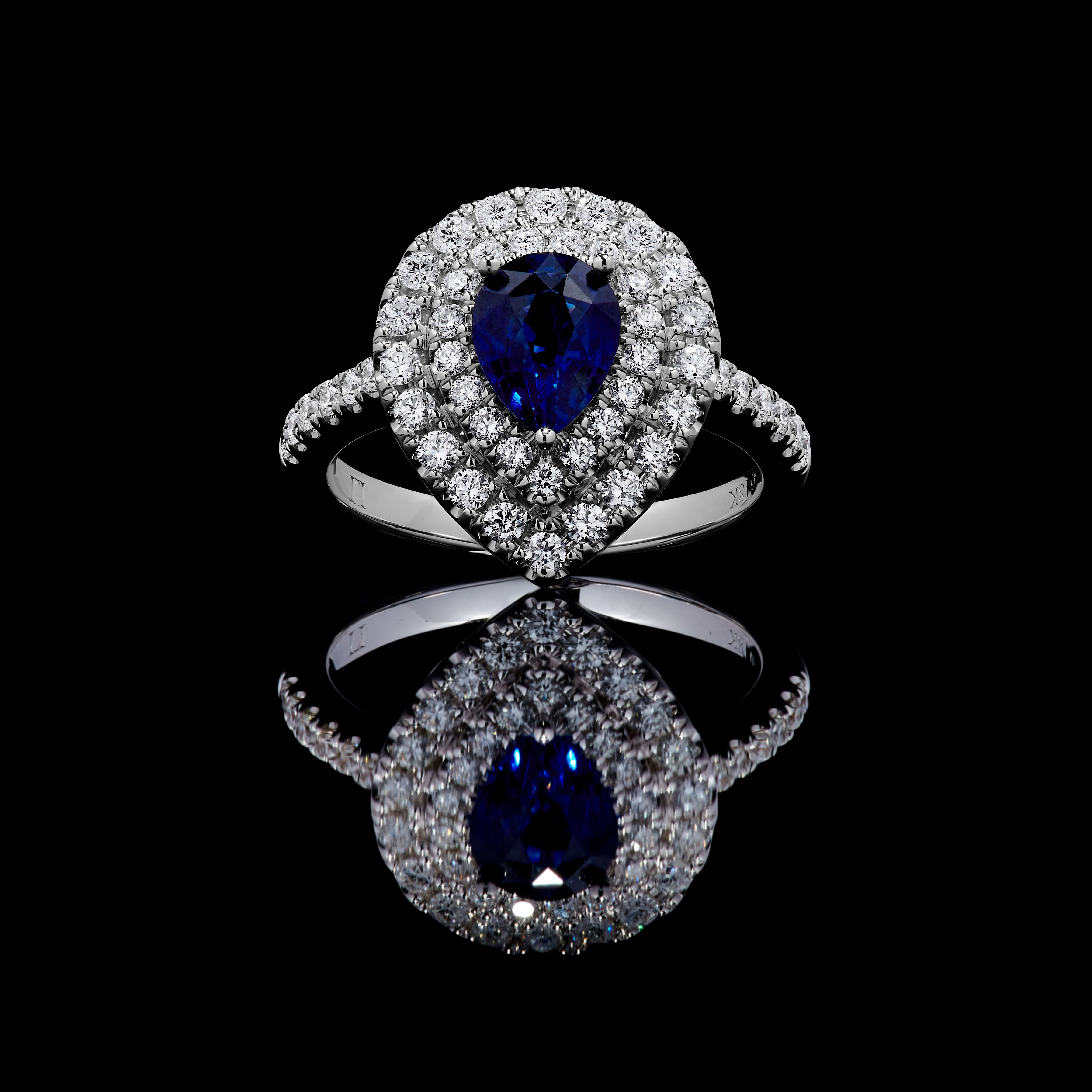 Blue Pear Sapphire and White Diamond Ring JRC185GP