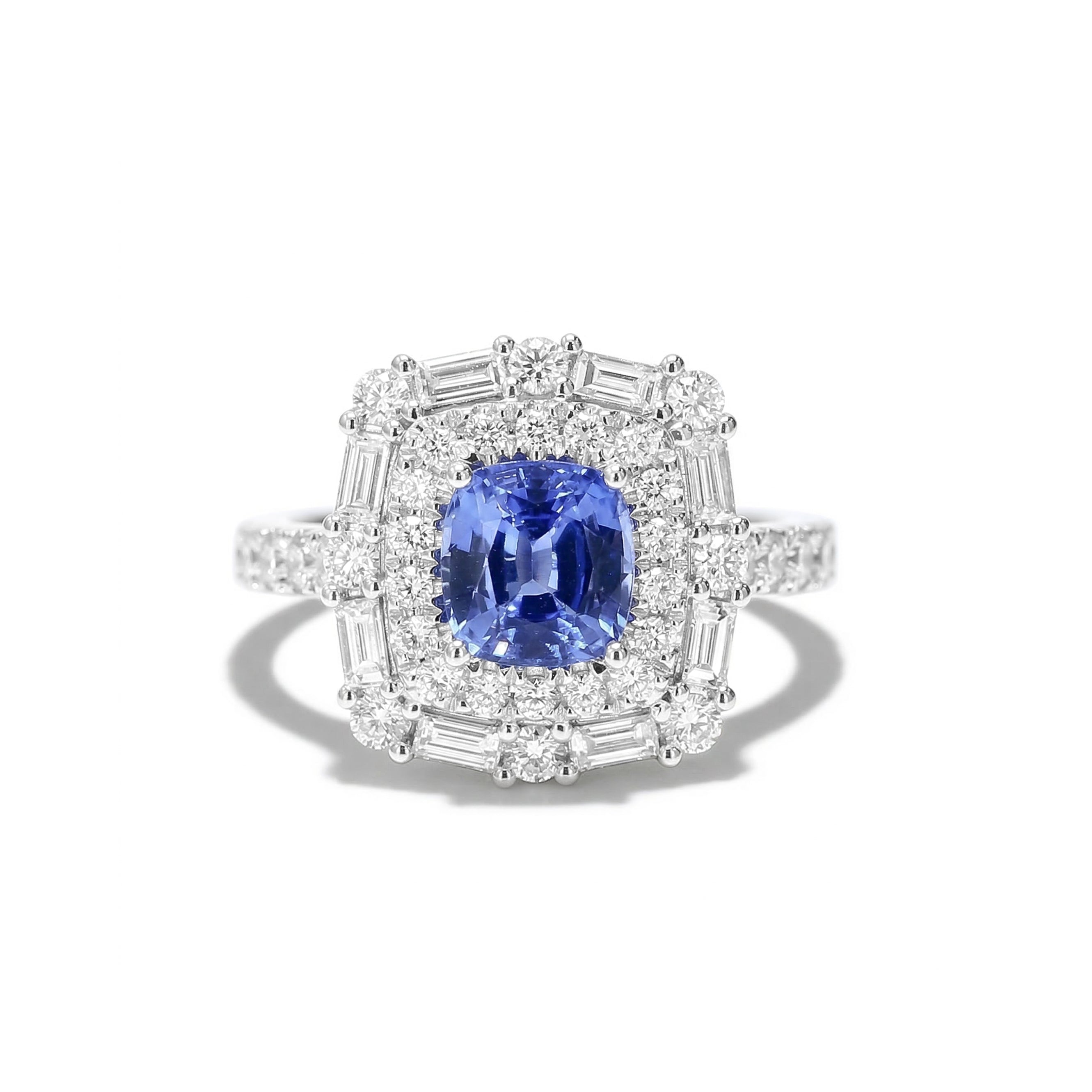 Natural Cushion Sapphire & Diamond Ring product image 1