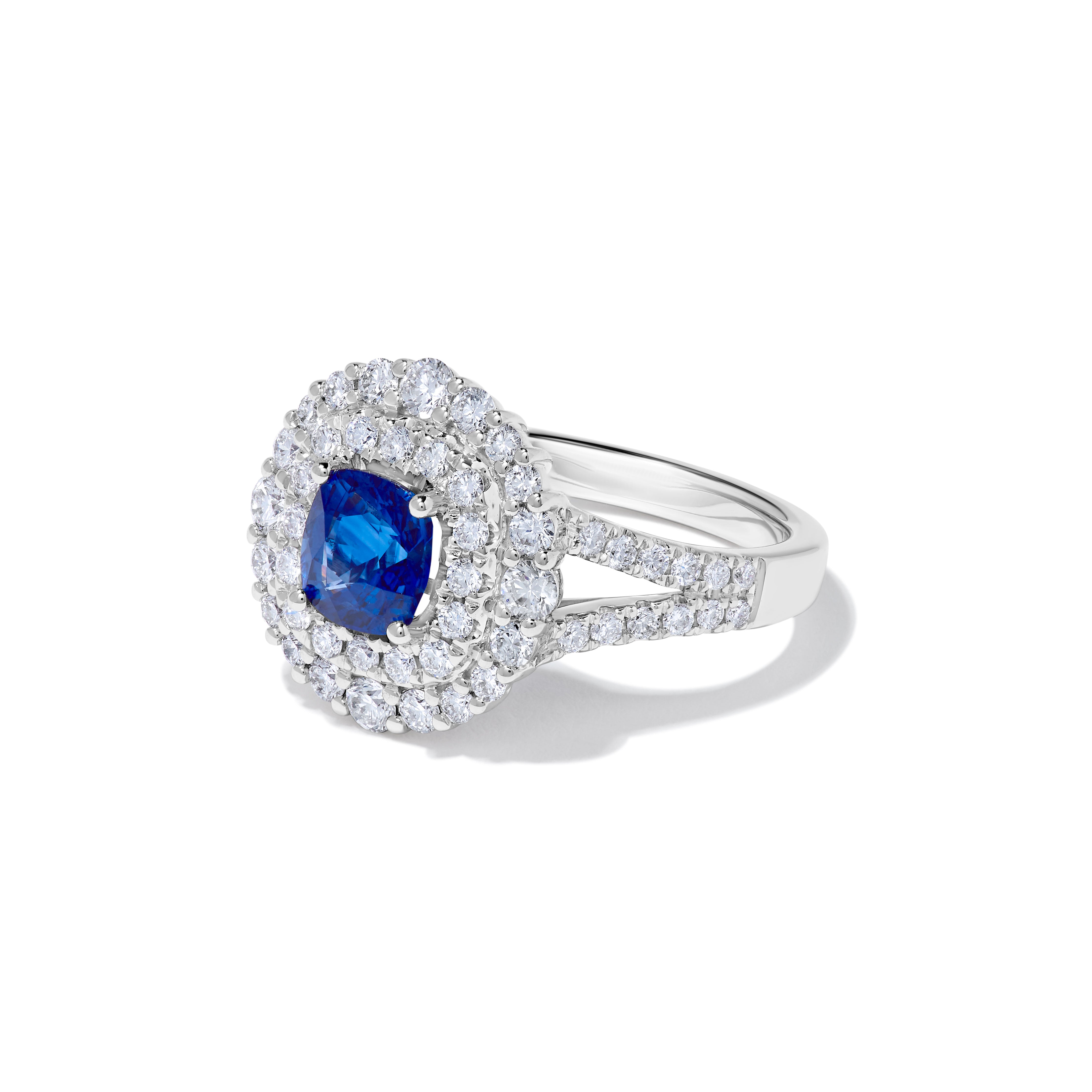 Blue Cushion Sapphire and White Diamond Ring JRC187GP