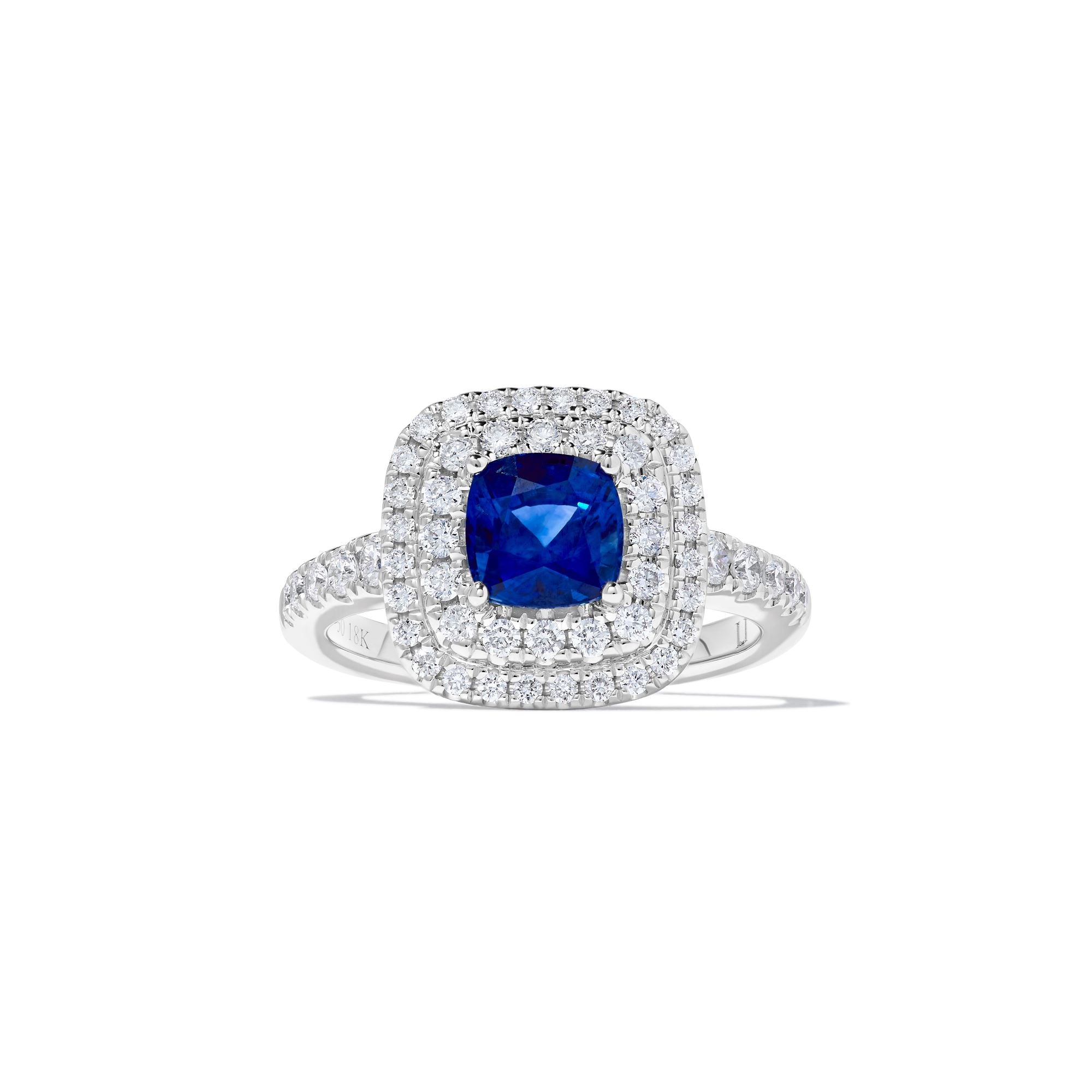 Blue Cushion Sapphire and White Diamond Ring JRC188GP
