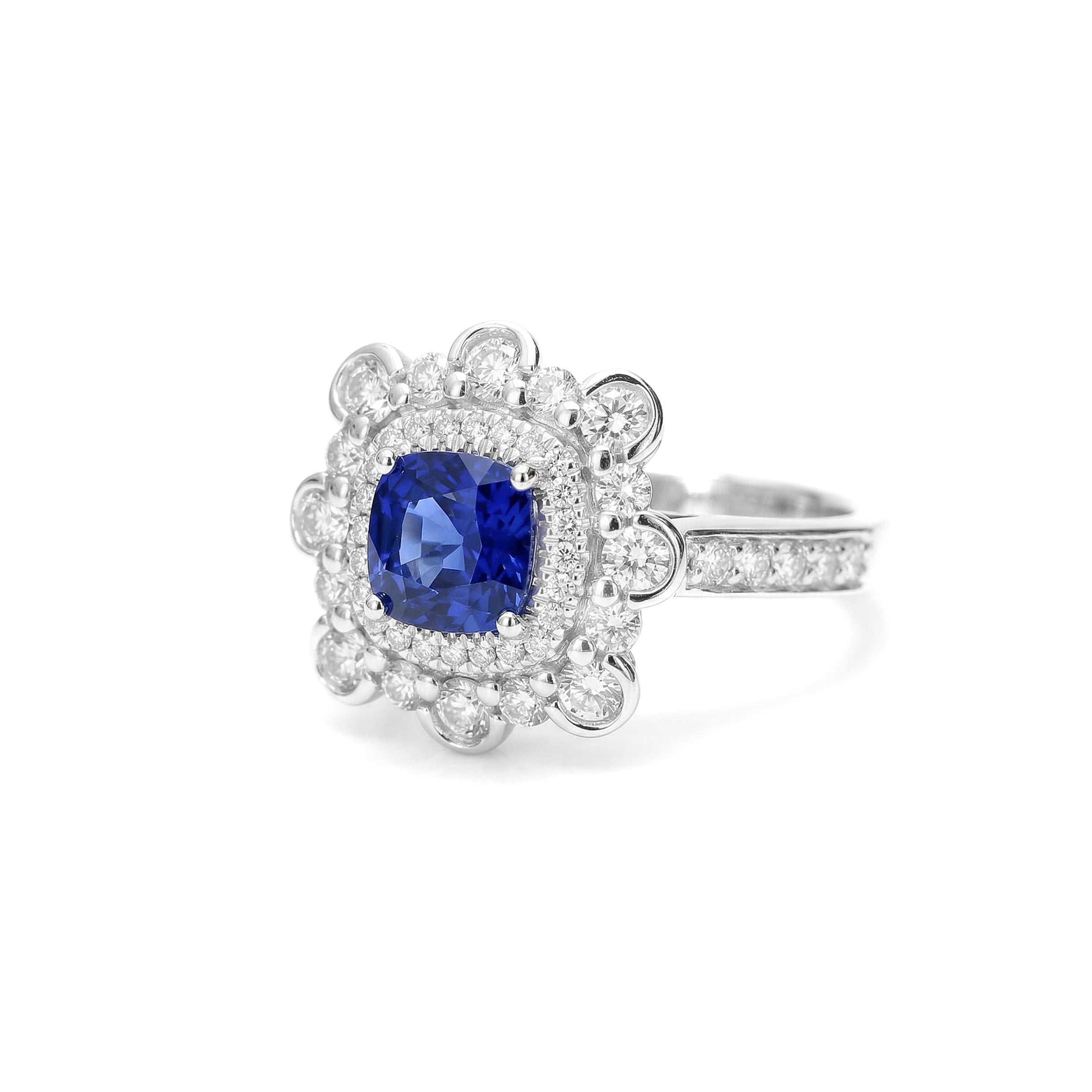 Natural Cushion Sapphire & Diamond Ring product image 2