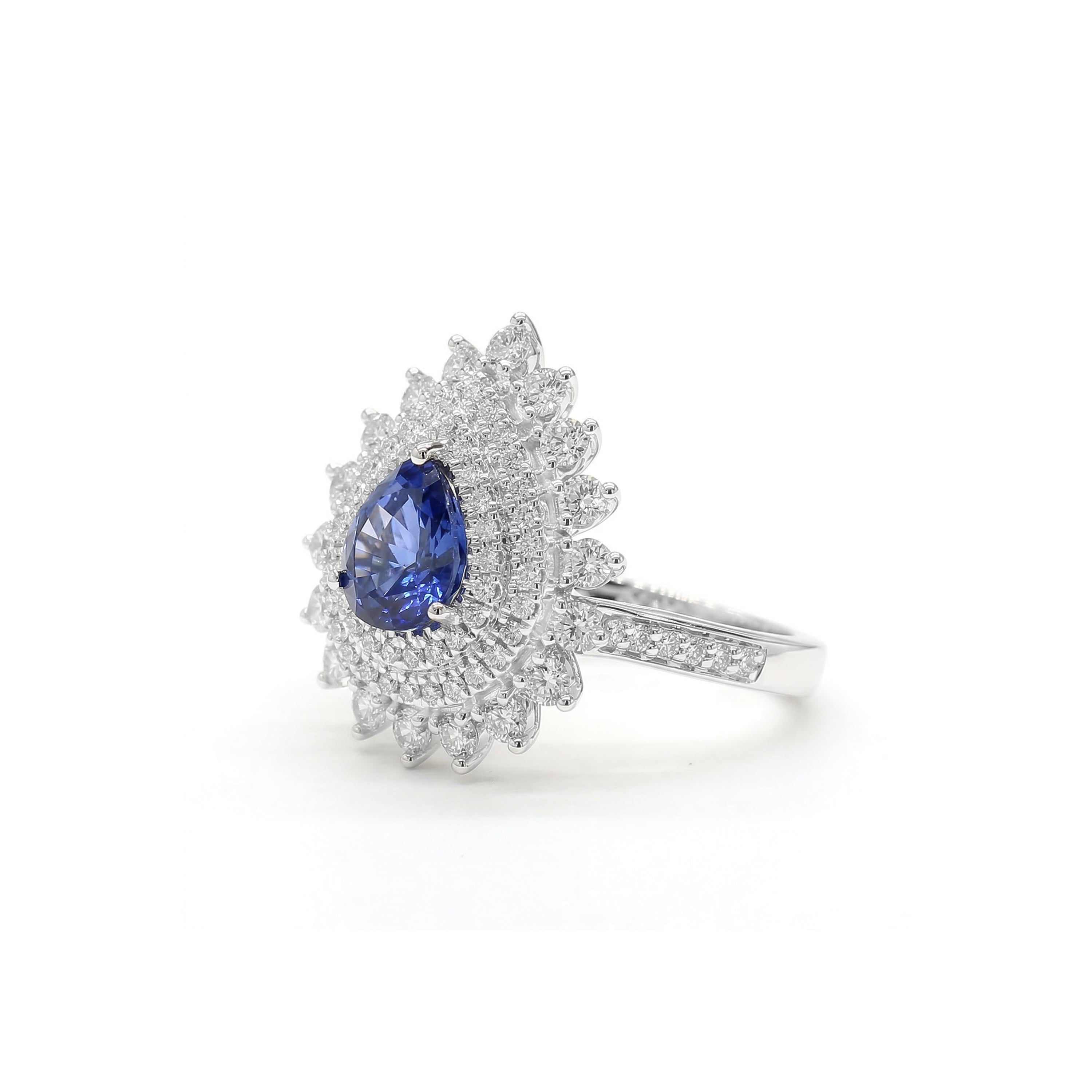 Natural Pear Sapphire & Diamond Halo Ring product image 2