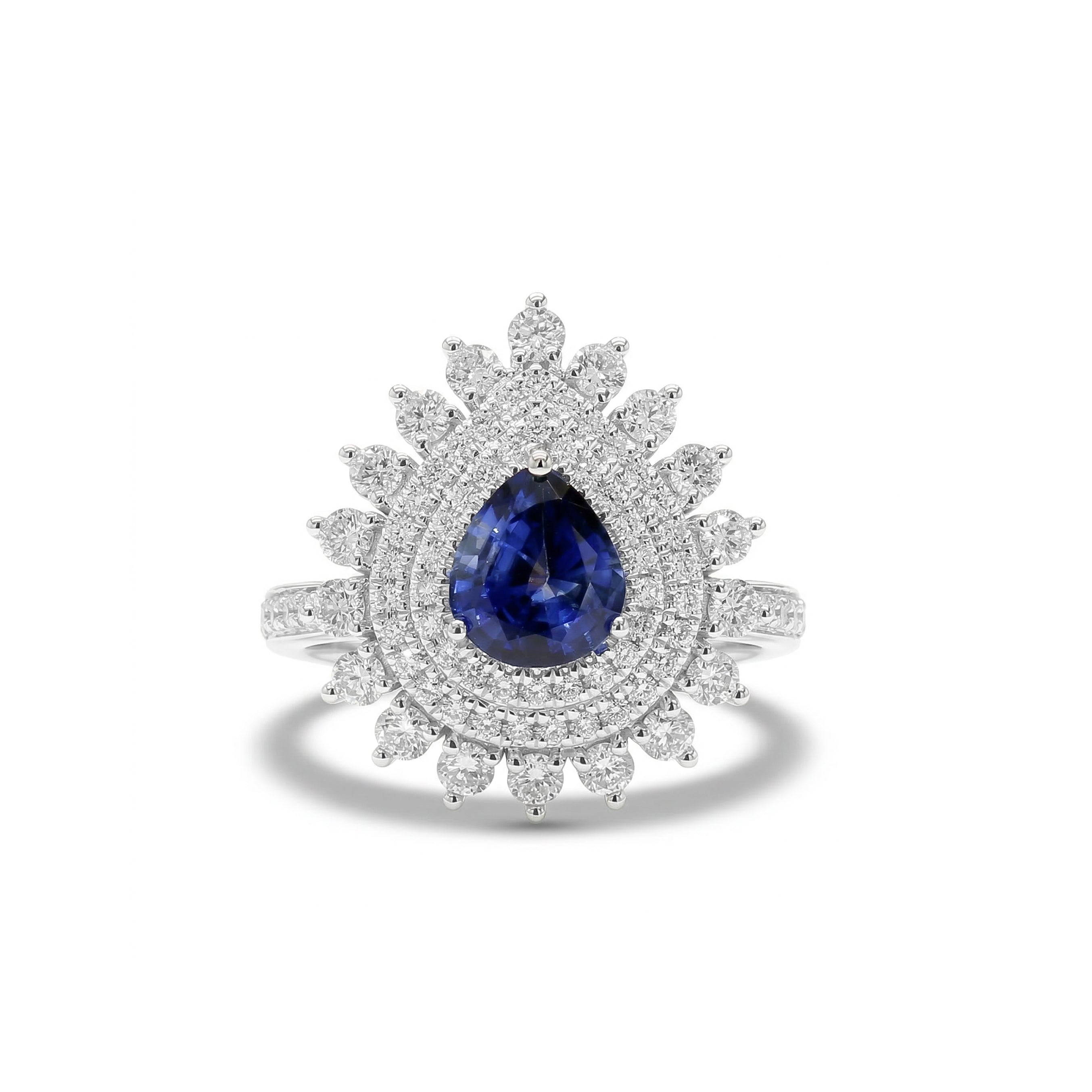Natural Pear Sapphire & Diamond Halo Ring product image 1