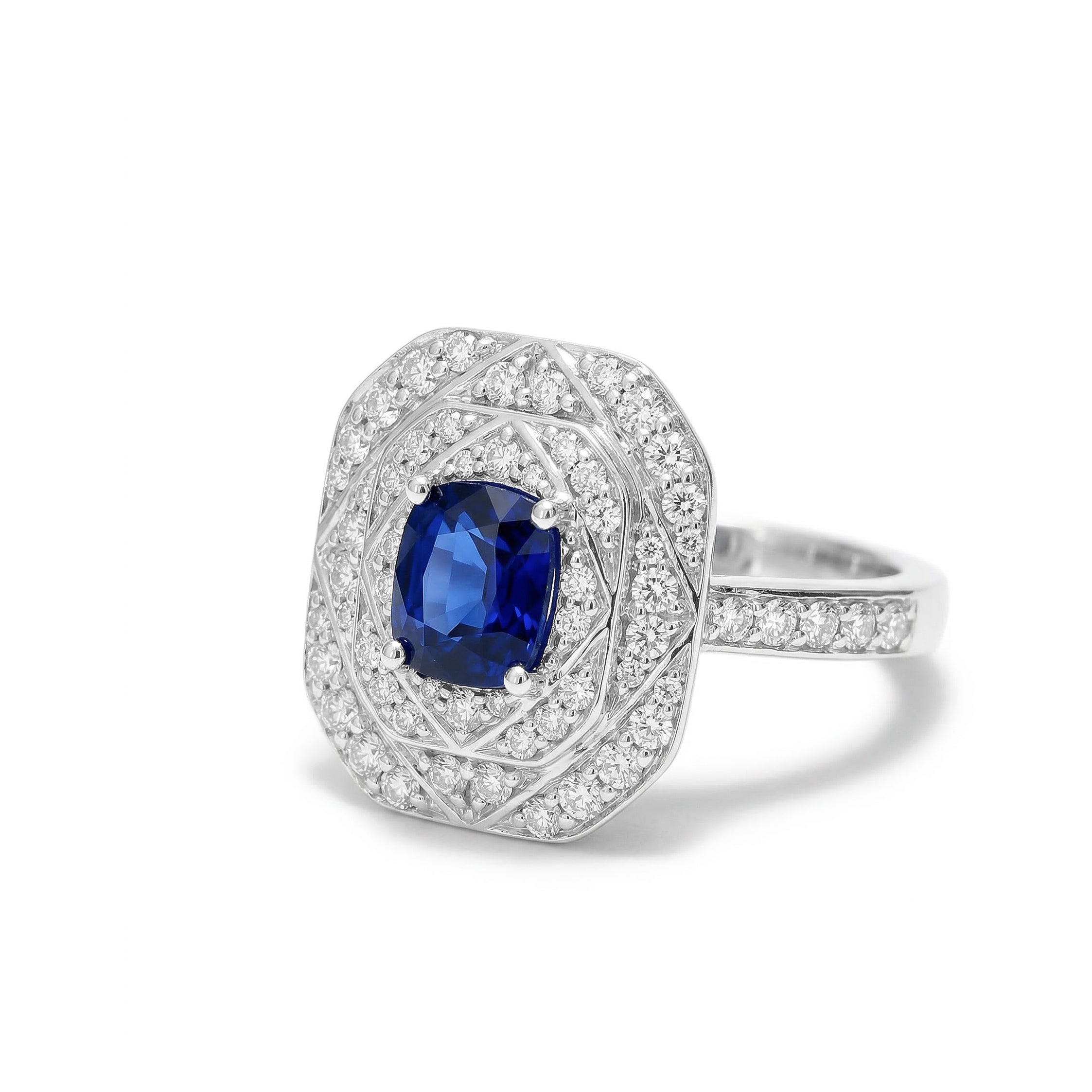 Natural Cushion Sapphire & Diamond Ring product image 2