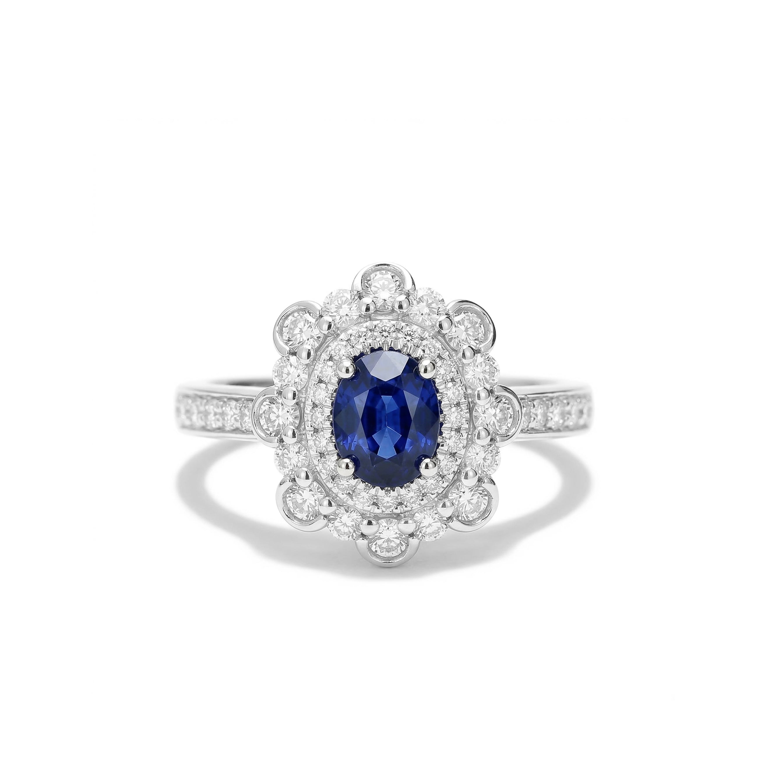 Natural Oval Sapphire & Diamond Halo Ring product image 1