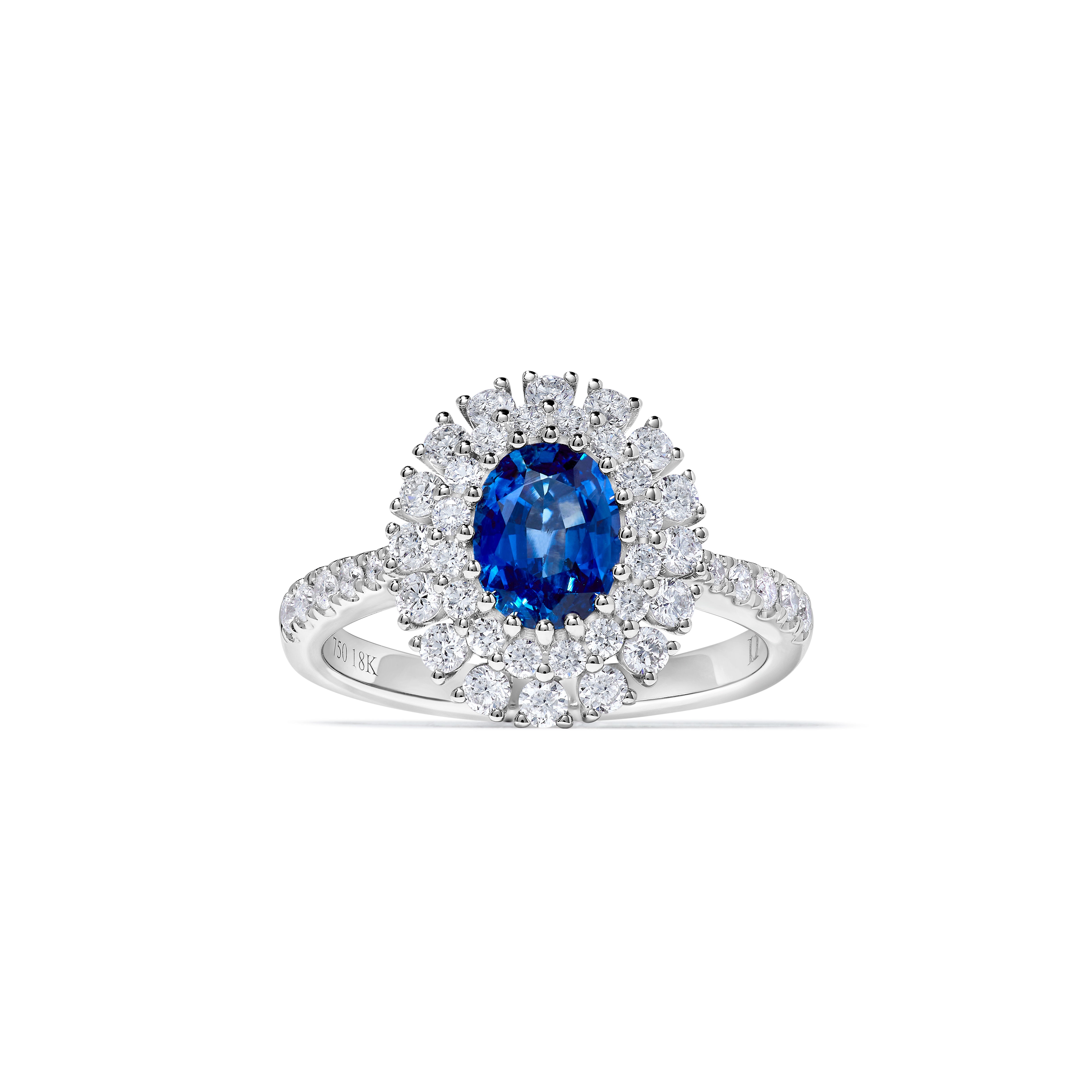 Blue Oval Sapphire & White Diamond Ring JRC222GP