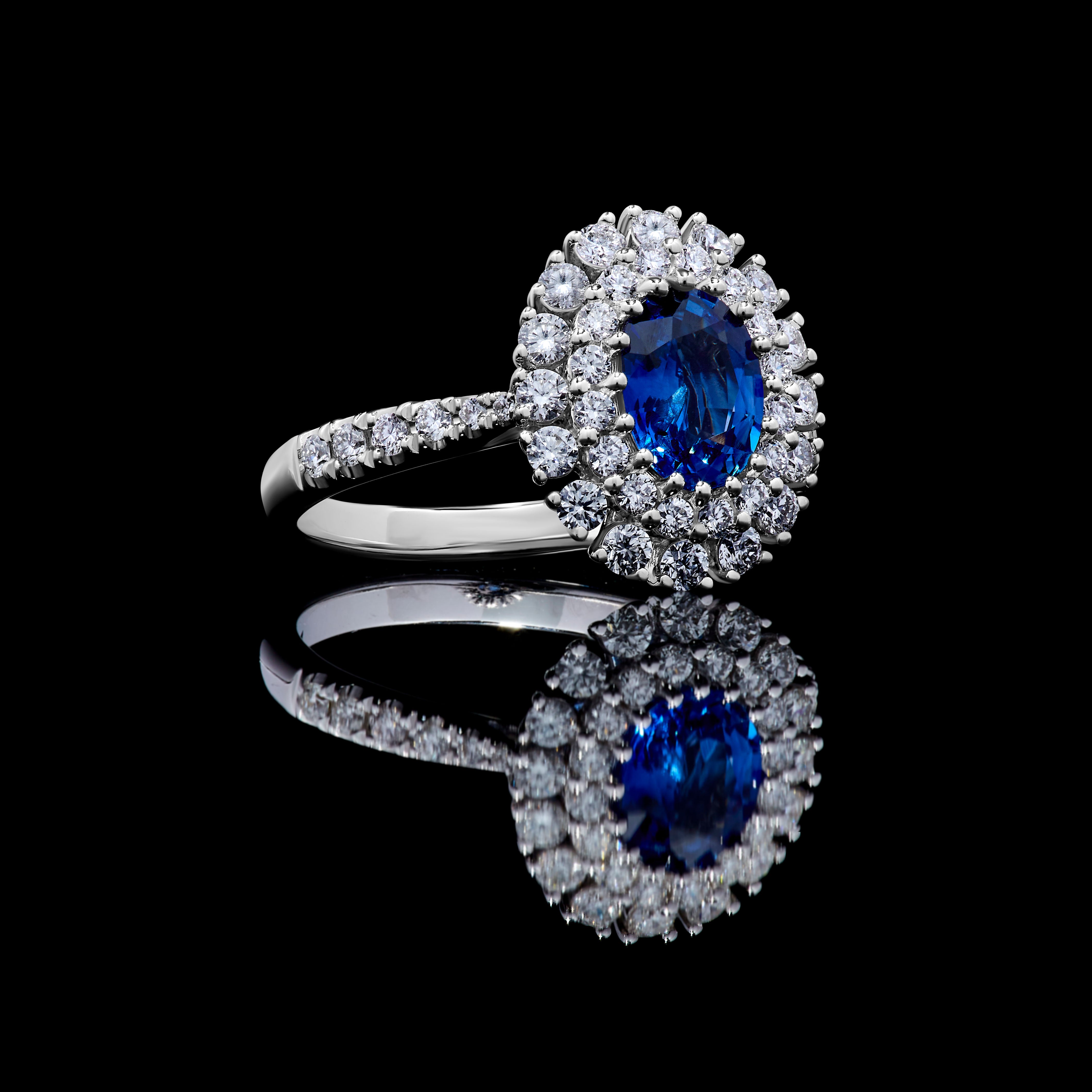 Blue Oval Sapphire & White Diamond Ring JRC222GP