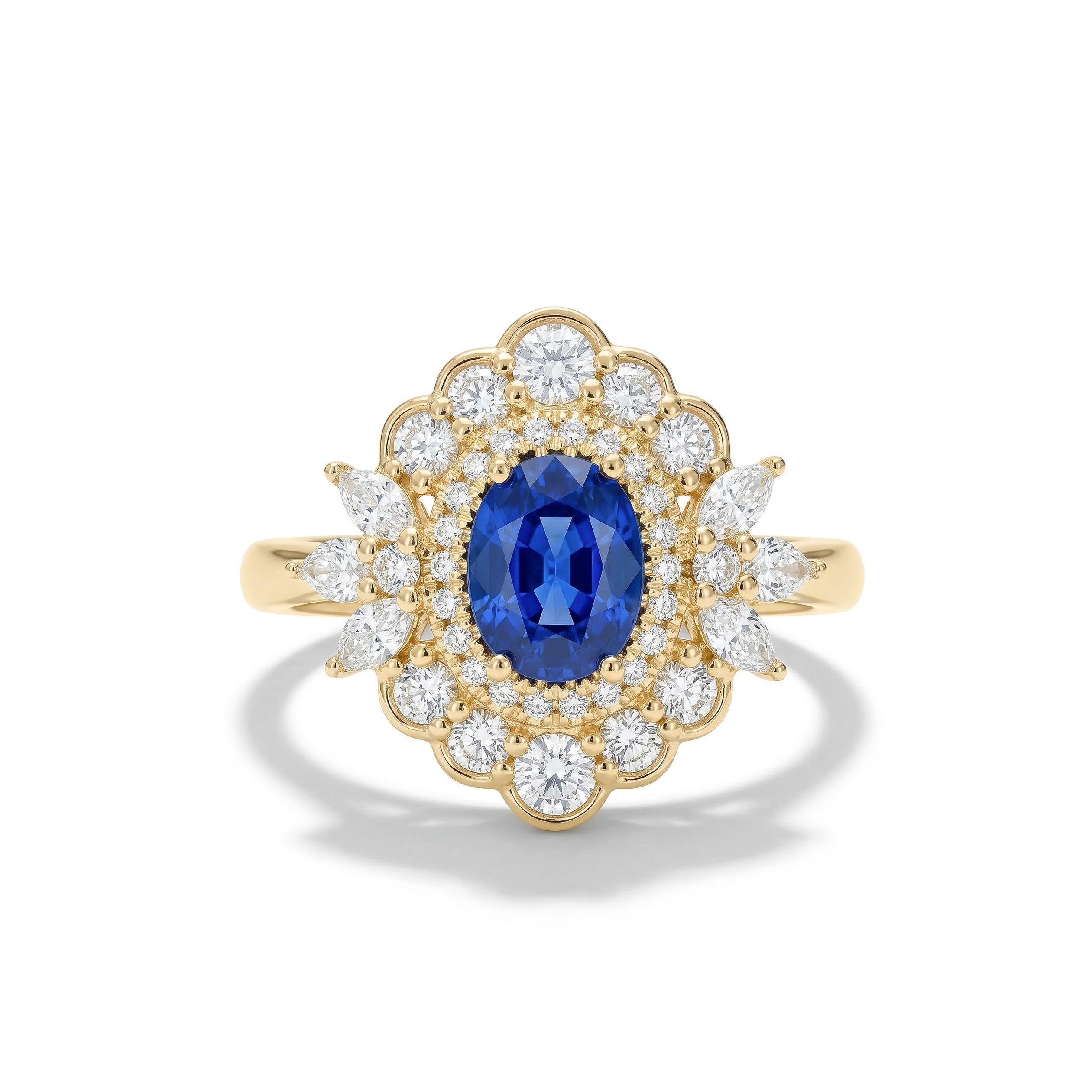 Natural Oval Sapphire & Diamond Halo Ring product image 1