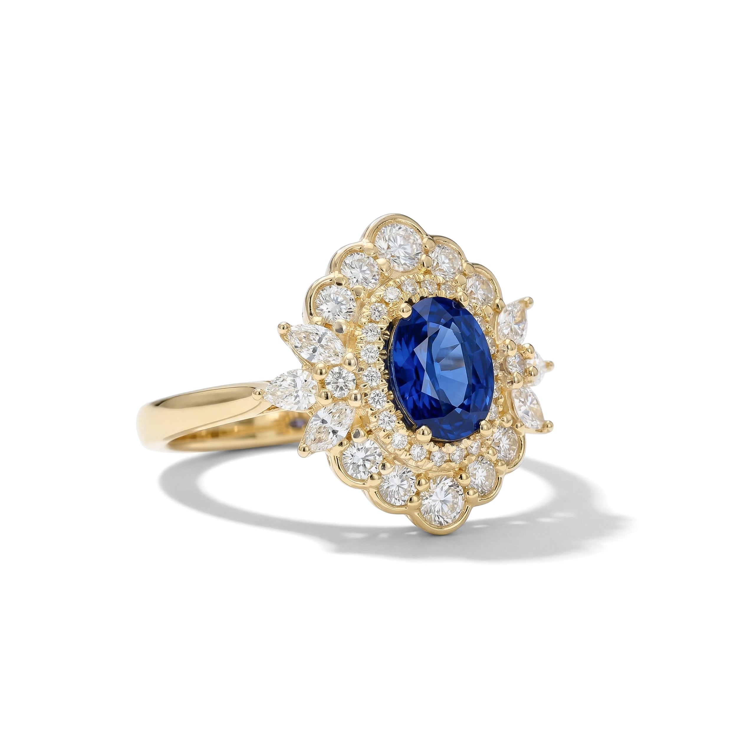 Natural Oval Sapphire & Diamond Halo Ring product image 2