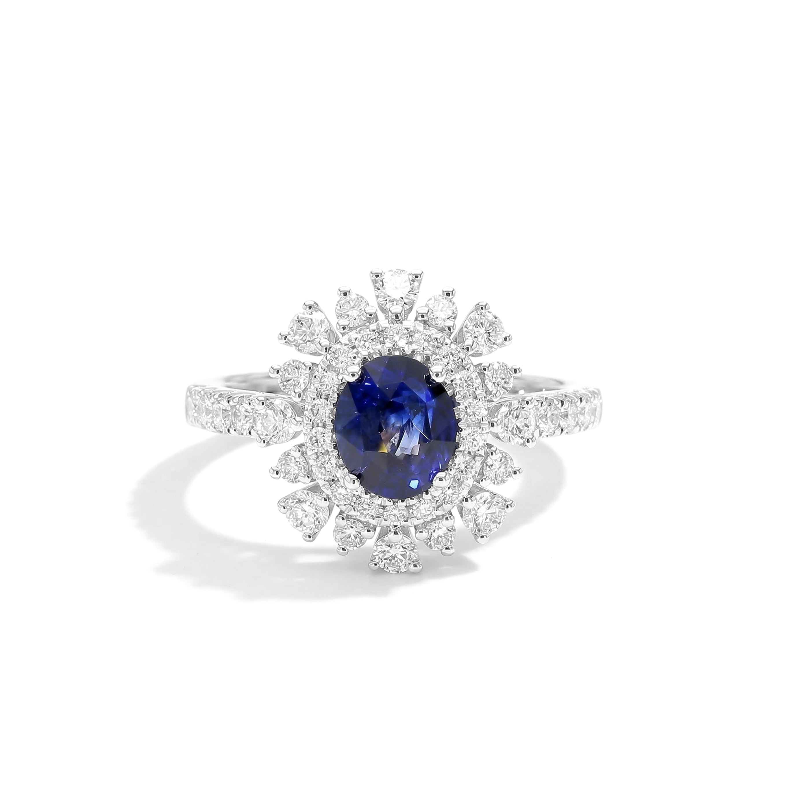 Natural Oval Sapphire & Diamond Halo Ring product image 1