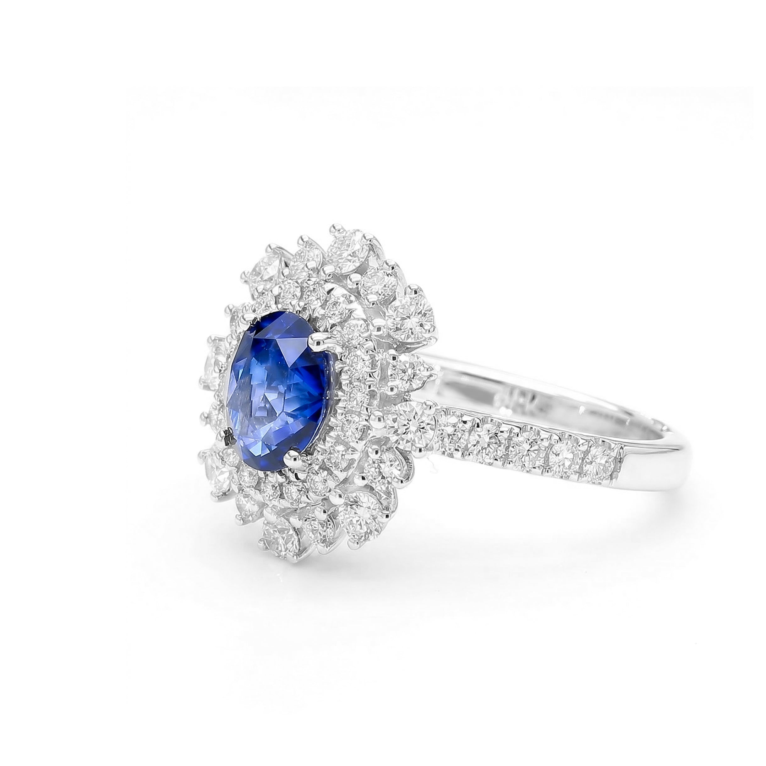 Natural Oval Sapphire & Diamond Halo Ring product image 2