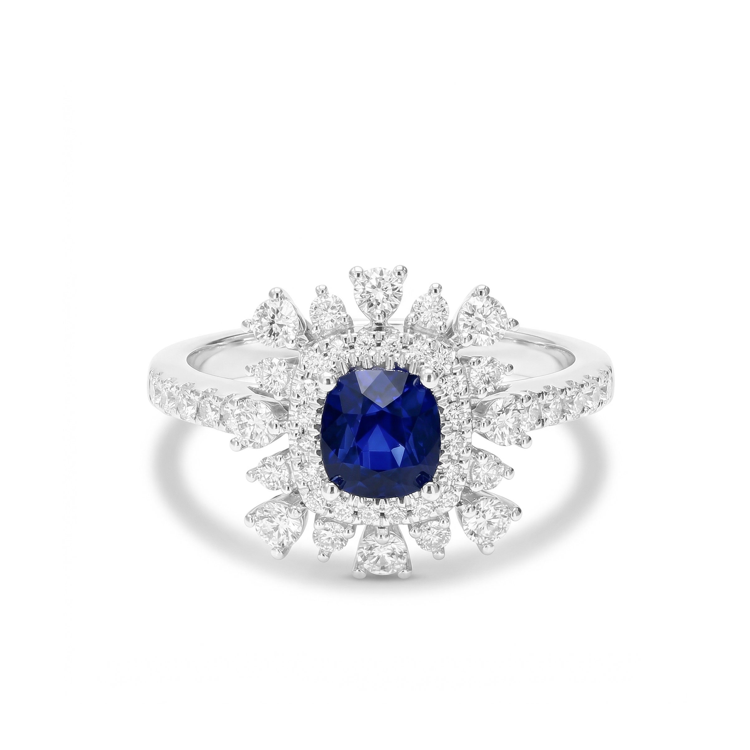 Natural Cushion Sapphire & Diamond Ring product image 1