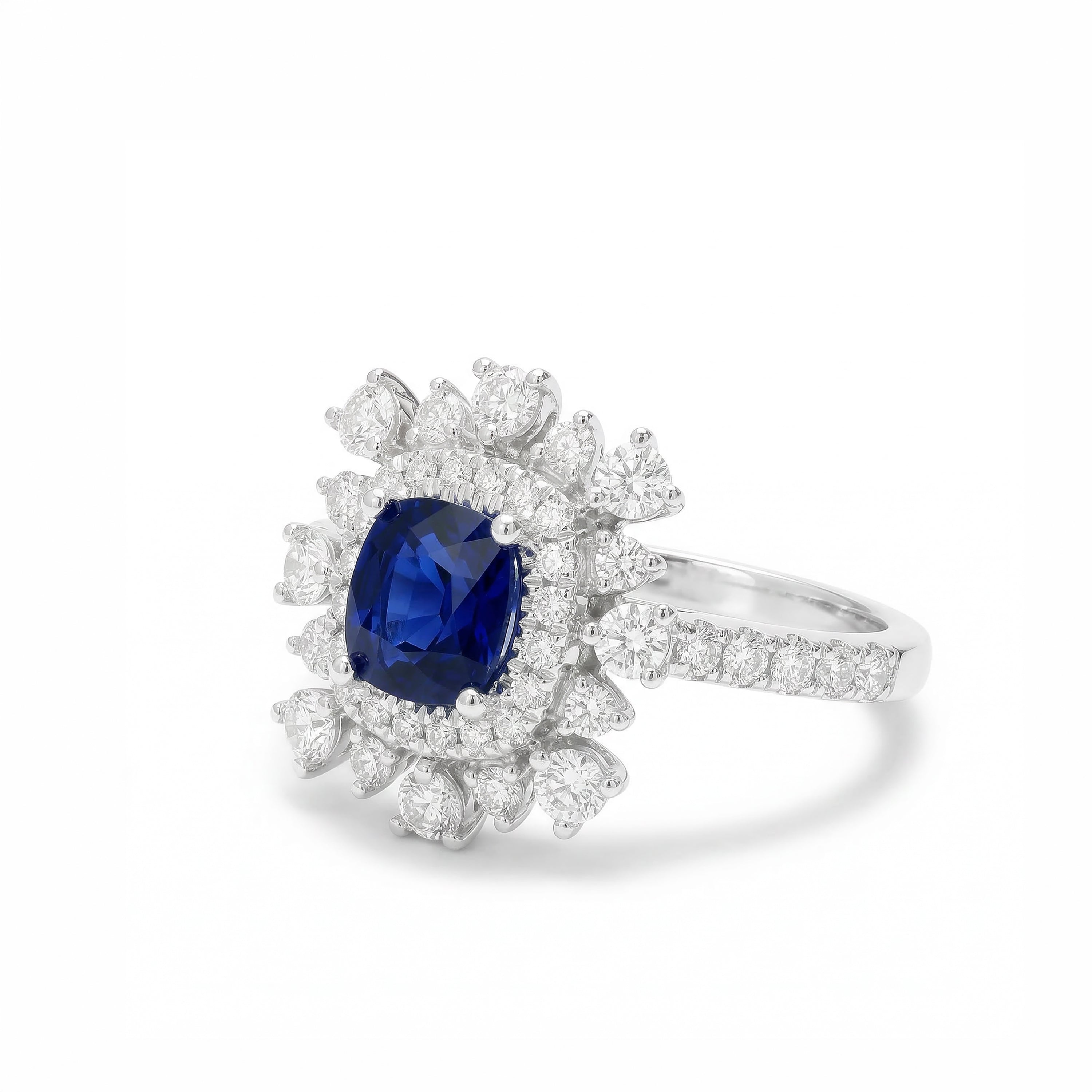 Natural Cushion Sapphire & Diamond Ring product image 2